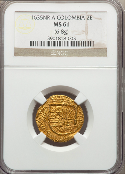 Colombia 2 Escudos 1635 "Dated" NGC 61 2