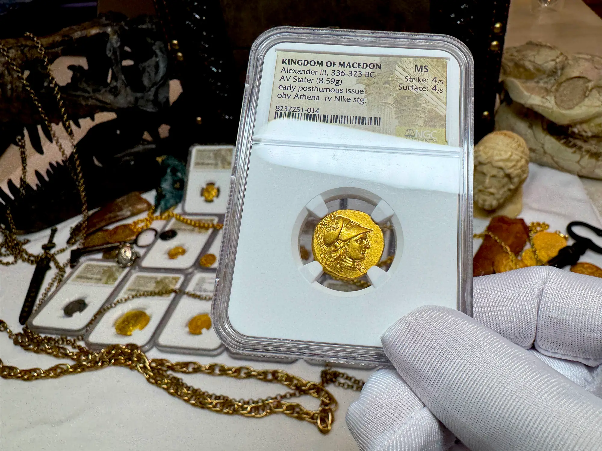 Kingdom of Macedon "Alexander the Great" Stater NGC MS 4x4 3