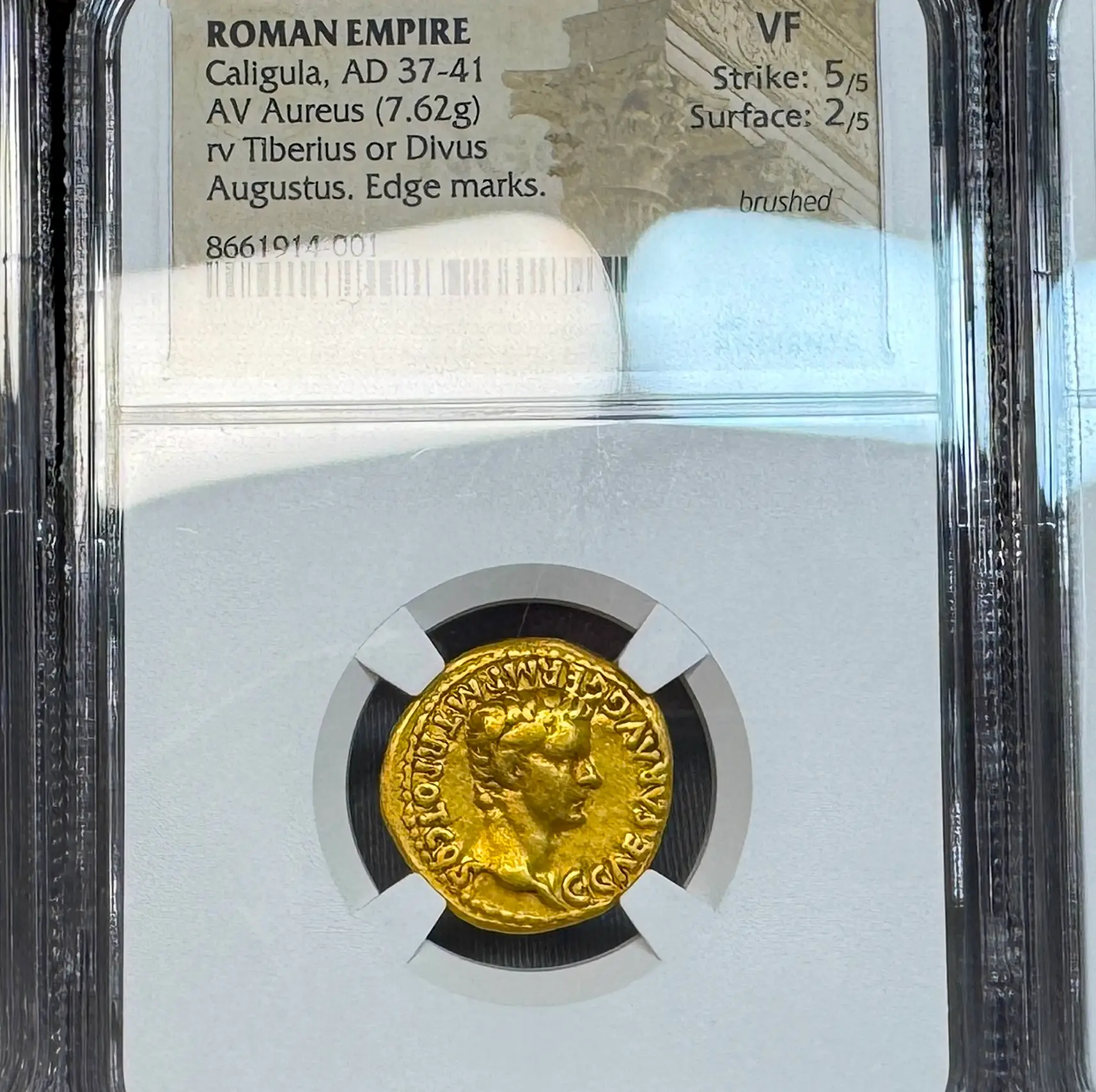 Roman Empire "Caligula" 37-41AD NGC VF 5x2 "Young Caesar" 2