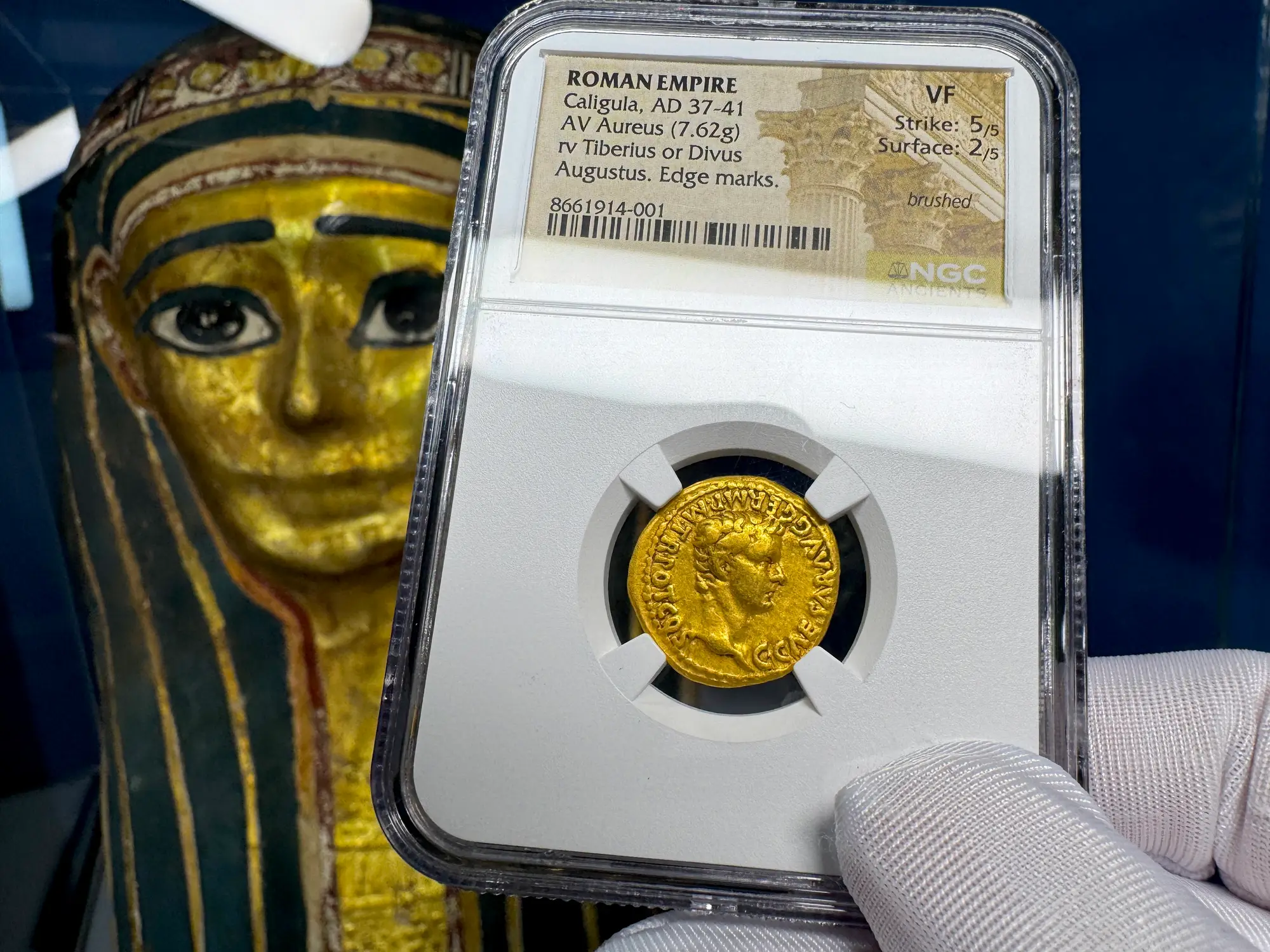 Roman Empire "Caligula" 37-41AD NGC VF 5x2 "Young Caesar" 28