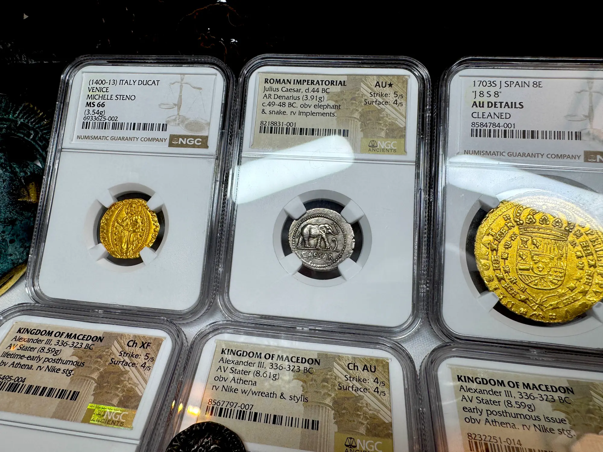 Roman Imperatorial "Caesar Elephant" 44BC Denarius NGC AU ★ 3