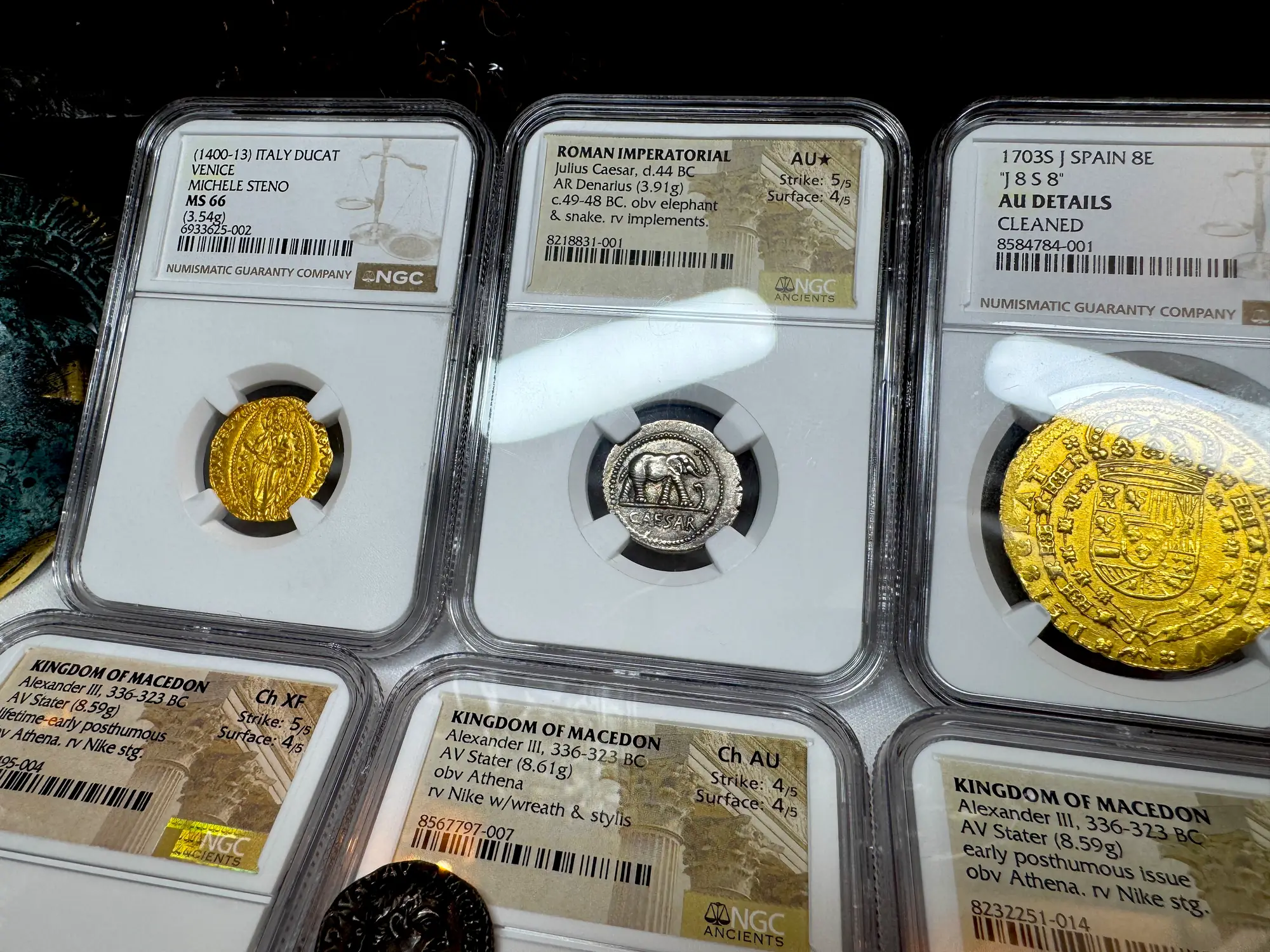 Roman Imperatorial "Caesar Elephant" 44BC Denarius NGC AU ★ 4