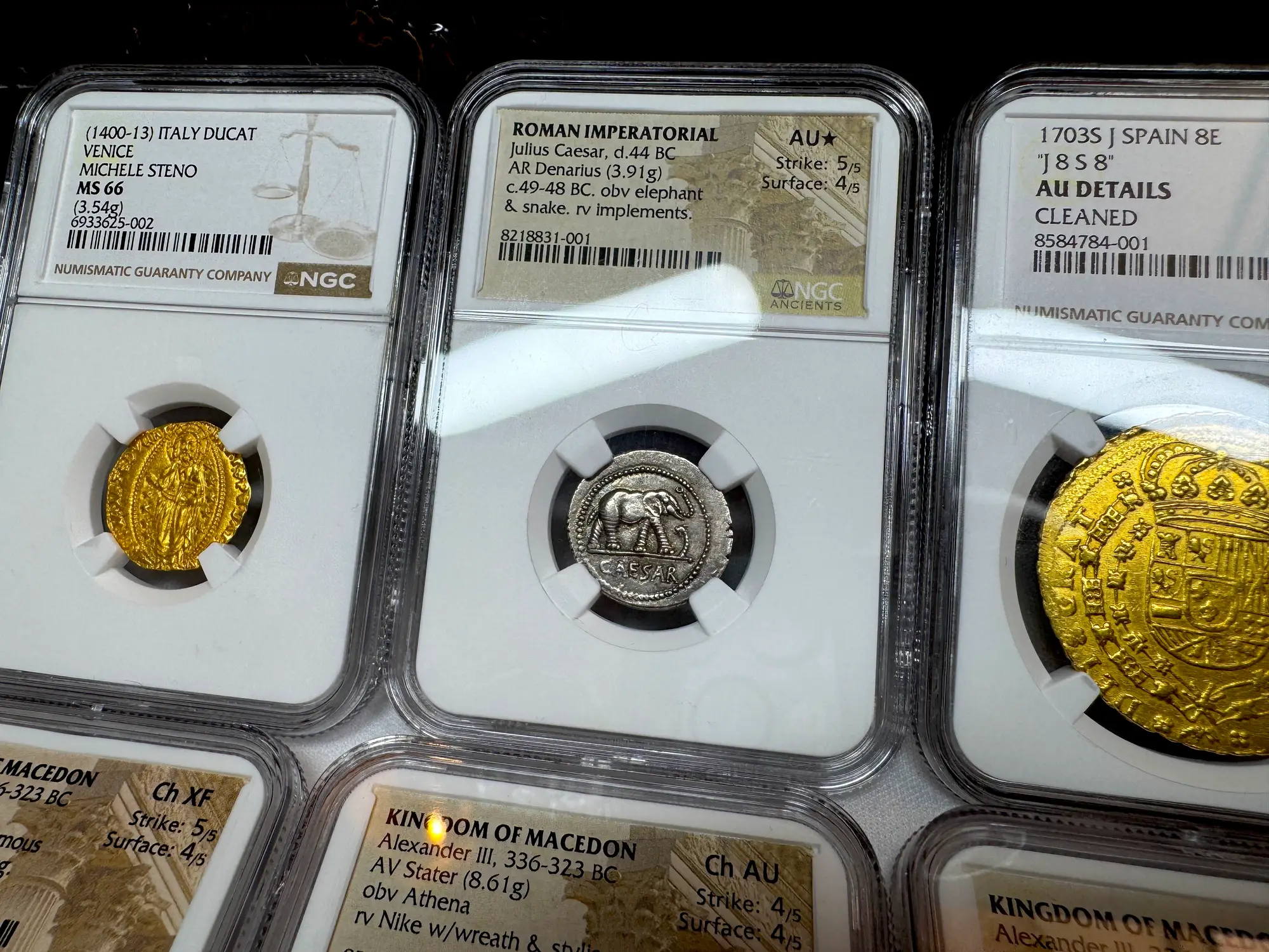 Roman Imperatorial "Caesar Elephant" 44BC Denarius NGC AU ★ 14