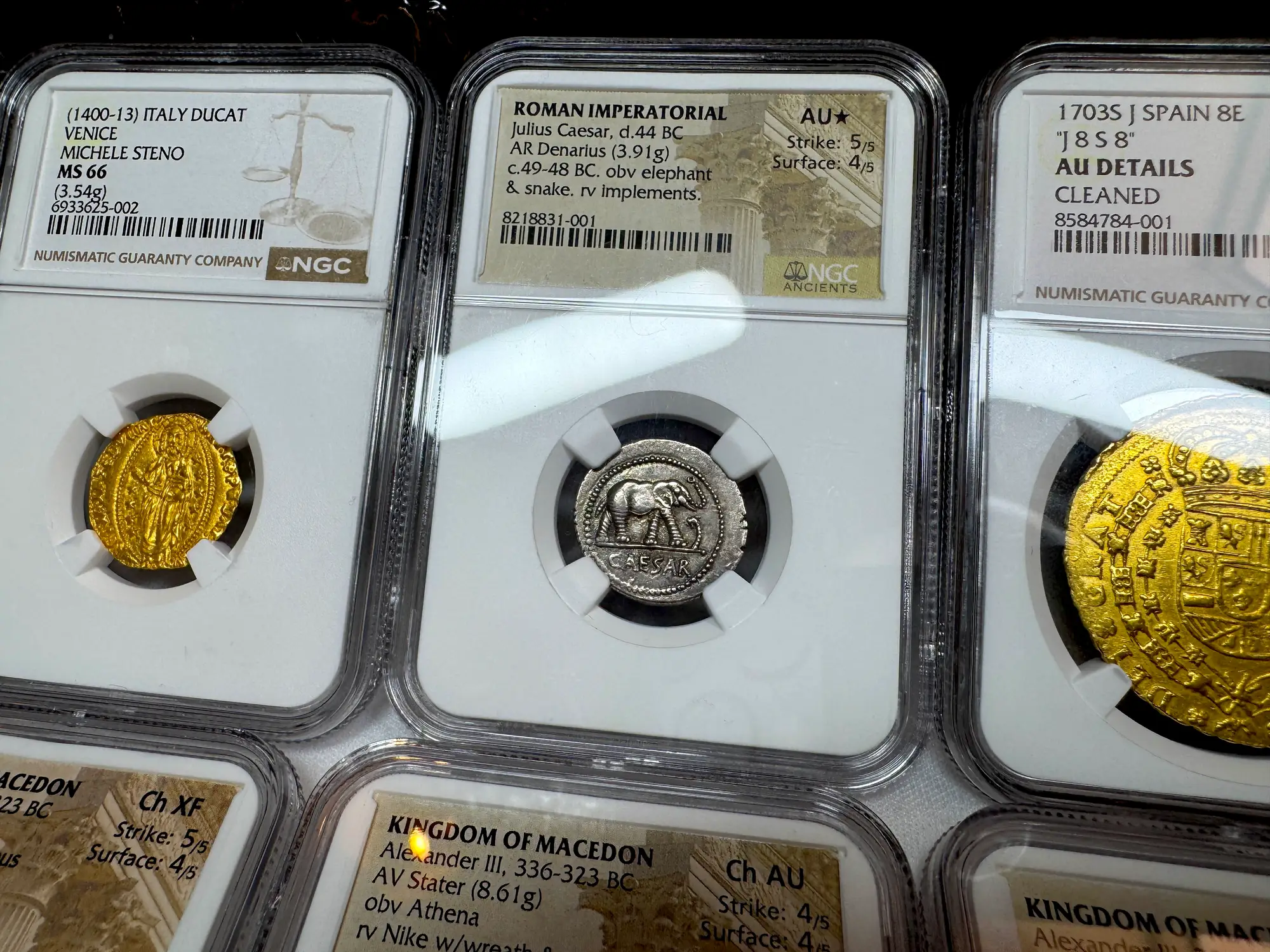 Roman Imperatorial "Caesar Elephant" 44BC Denarius NGC AU ★ 15