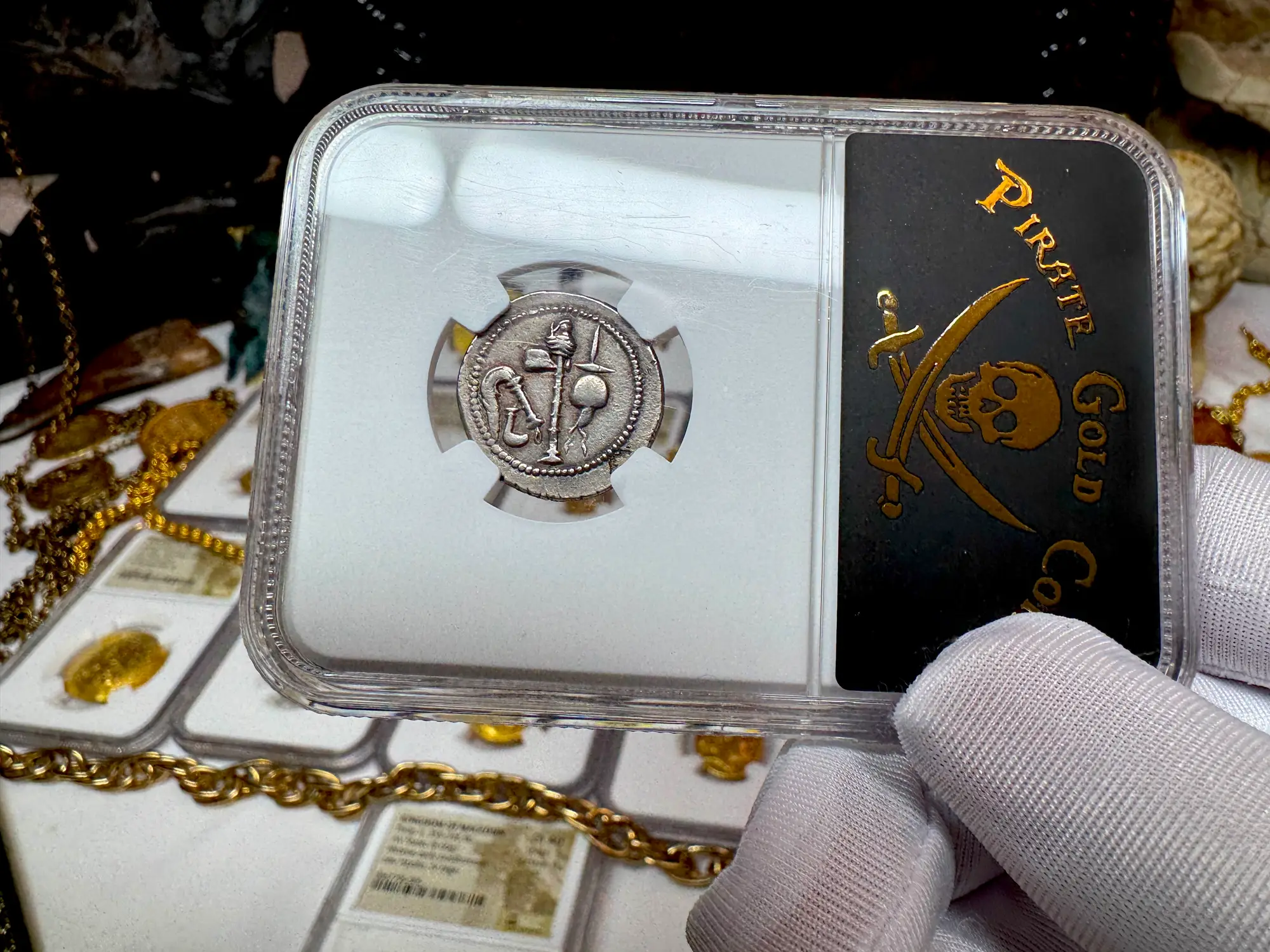 Roman Imperatorial "Caesar Elephant" 44BC Denarius NGC AU ★ 10