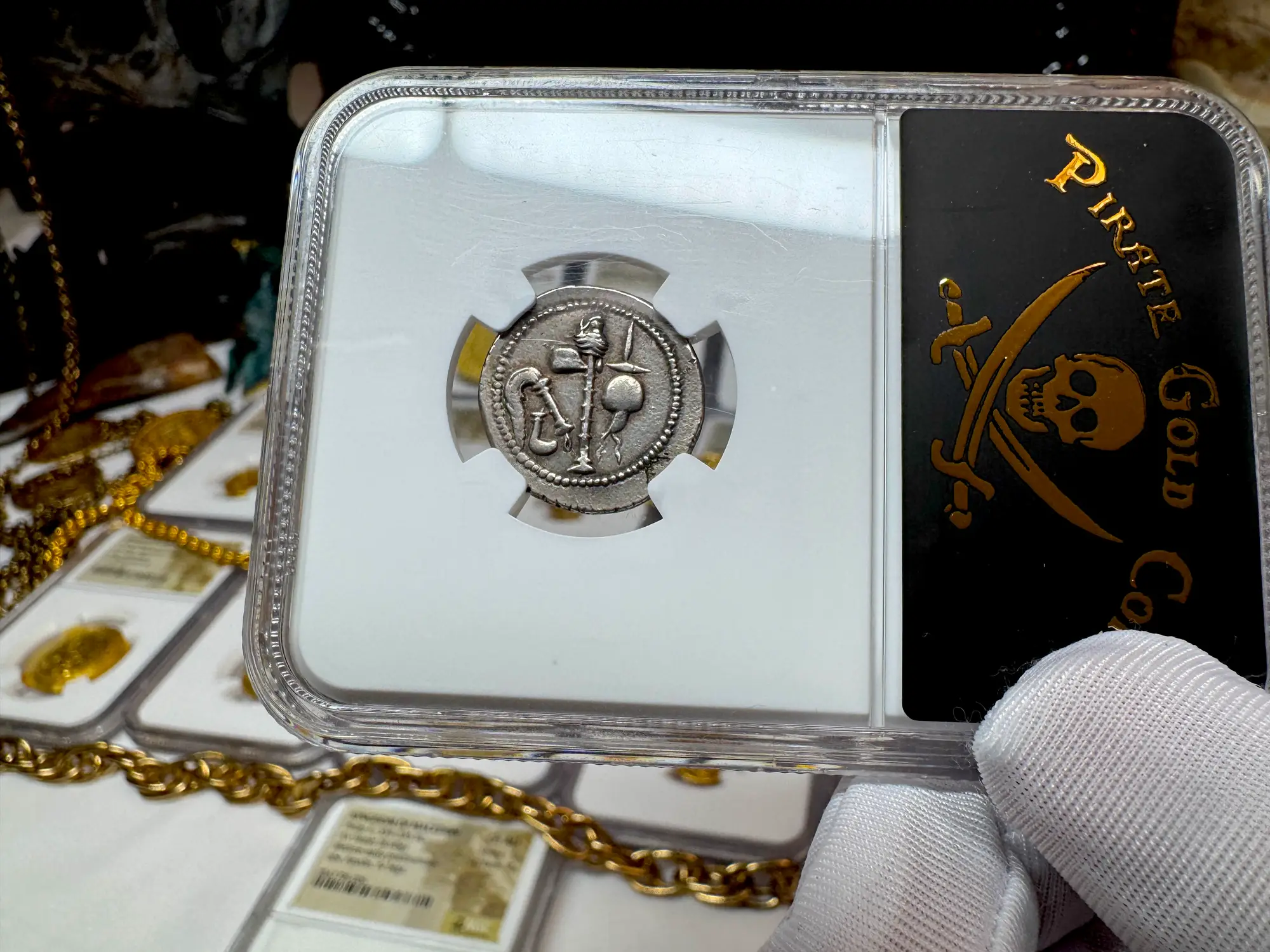 Roman Imperatorial "Caesar Elephant" 44BC Denarius NGC AU ★ 11