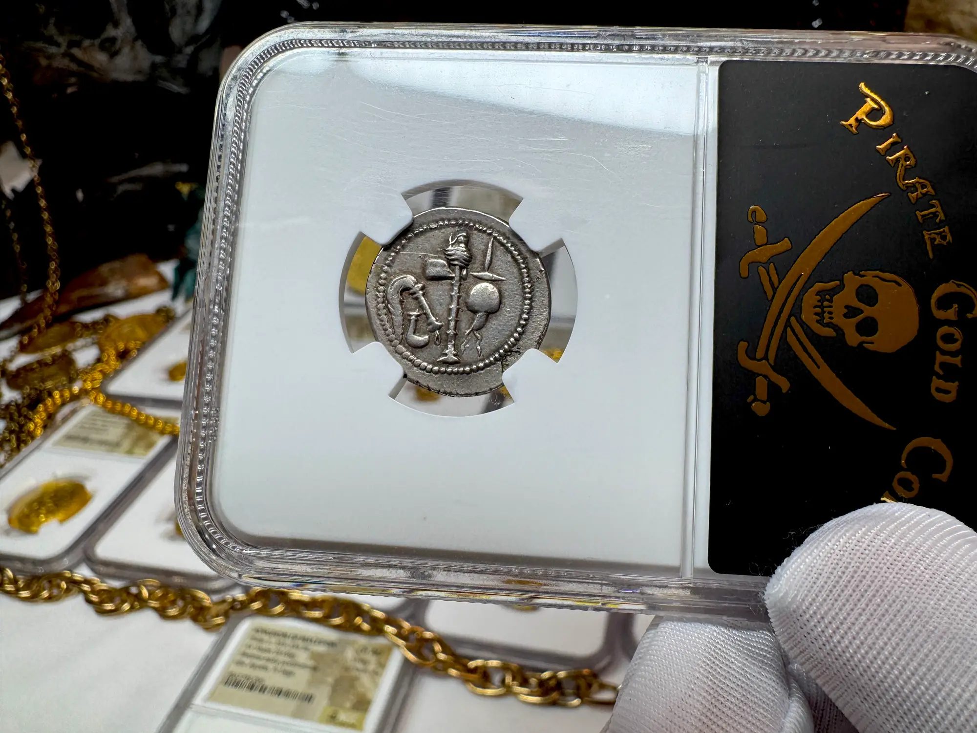 Roman Imperatorial "Caesar Elephant" 44BC Denarius NGC AU ★ 12