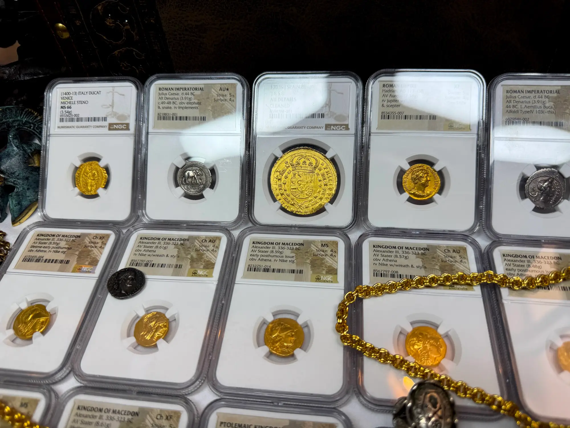 Spain 8 Escudos 1703 "Rare Date" NGC AU 10