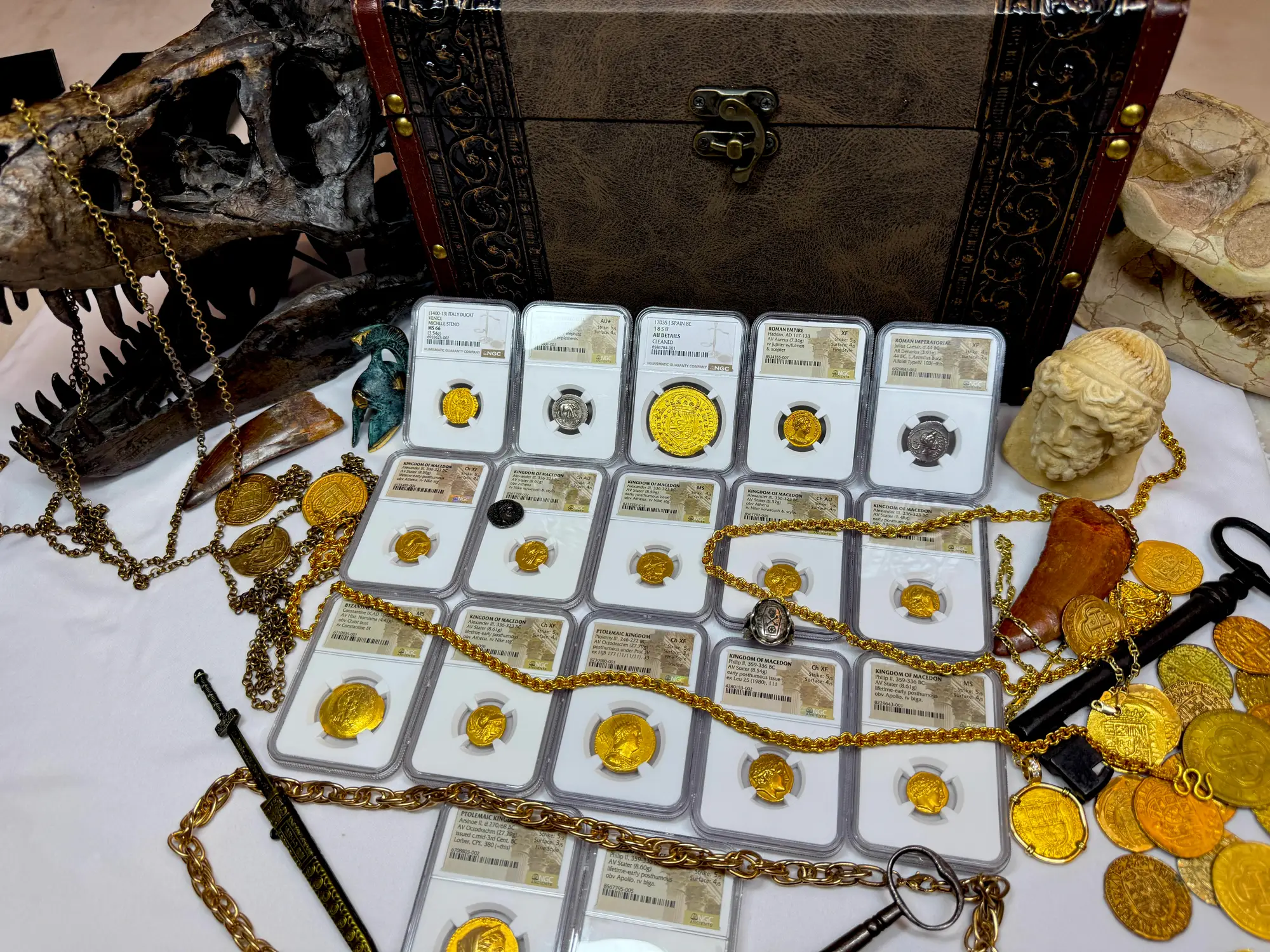 Spain 8 Escudos 1703 "Rare Date" NGC AU 22