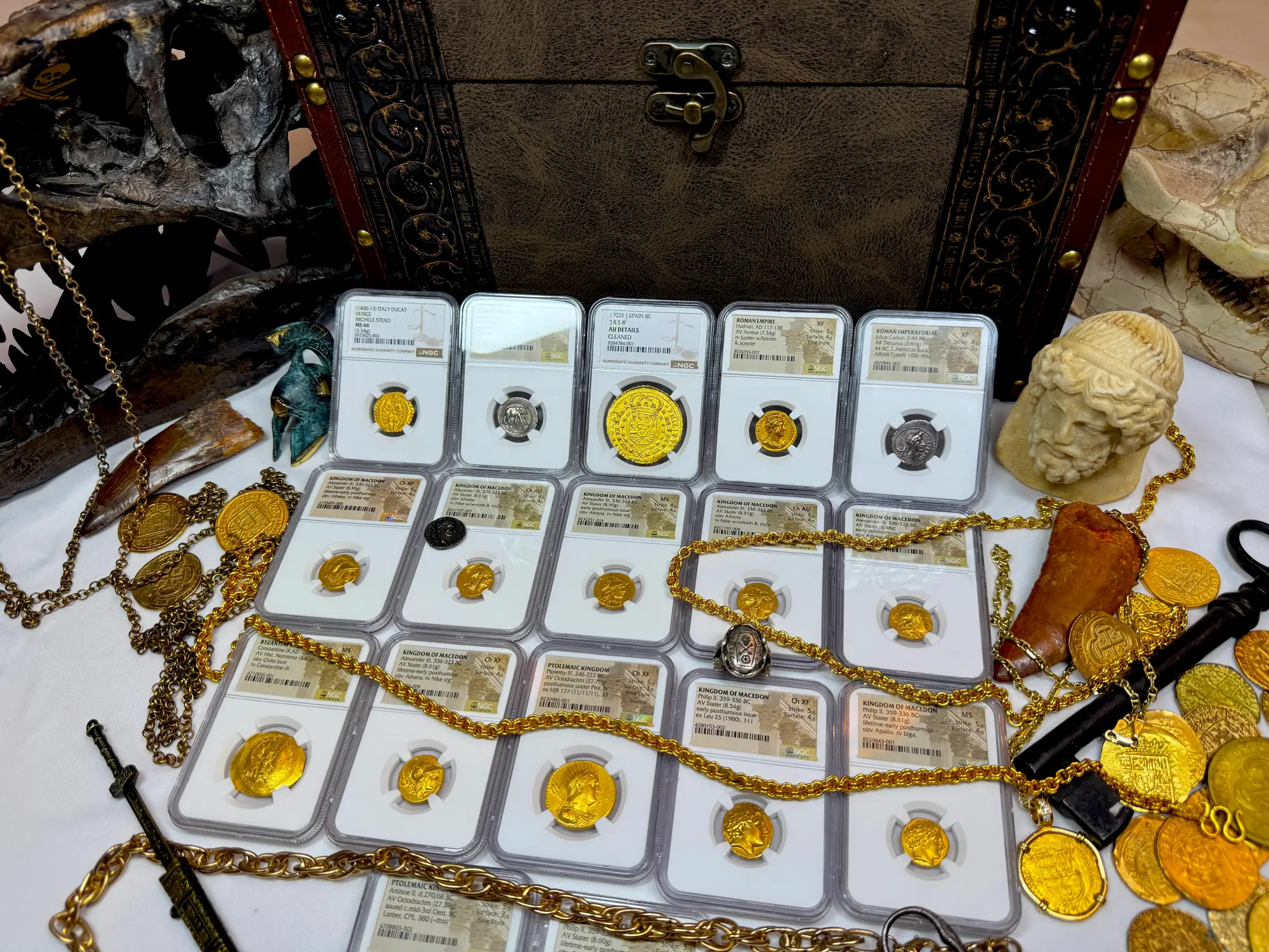 Spain 8 Escudos 1703 "Rare Date" NGC AU 23