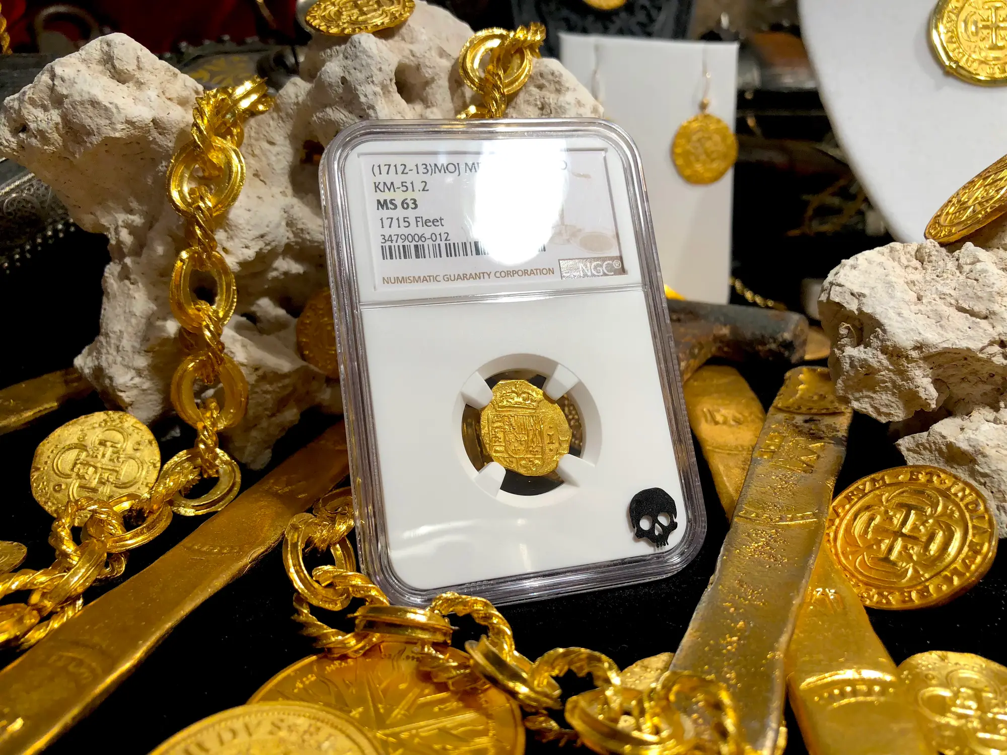 Mexico 1 Escudo 1712-13 "1715 Fleet Shipwreck" NGC 63 Full Crown 2