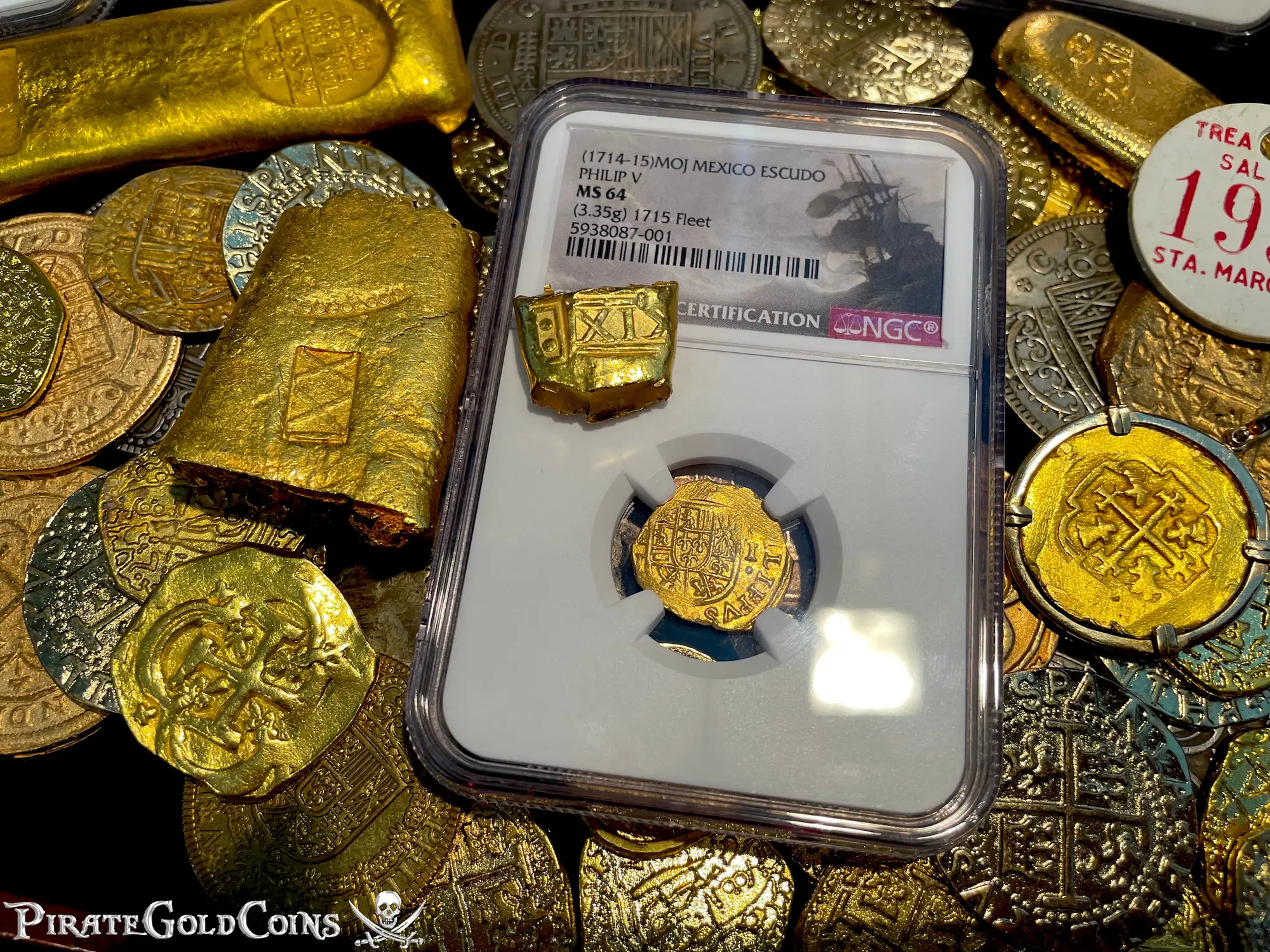 Mexico 1 Escudos 1714-15 "1715 Fleet Shipwreck" NGC 64 2