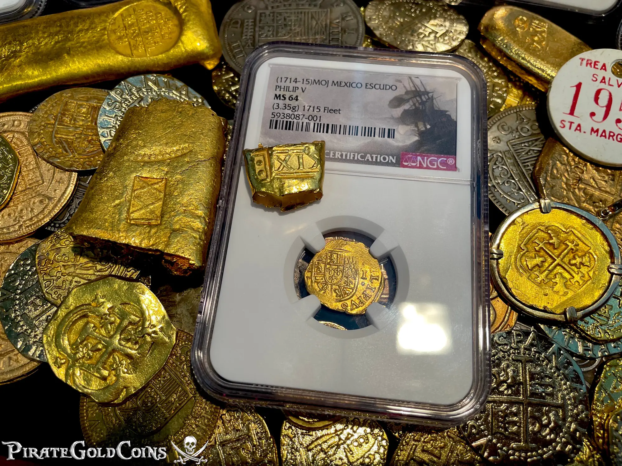 Mexico 1 Escudos 1714-15 "1715 Fleet Shipwreck" NGC 64 3
