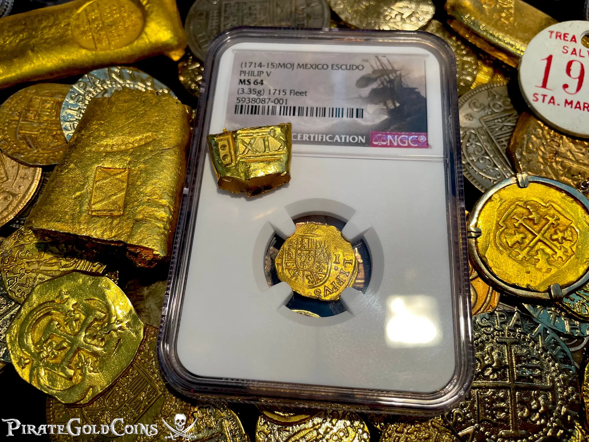 Mexico 1 Escudos 1714-15 "1715 Fleet Shipwreck" NGC 64