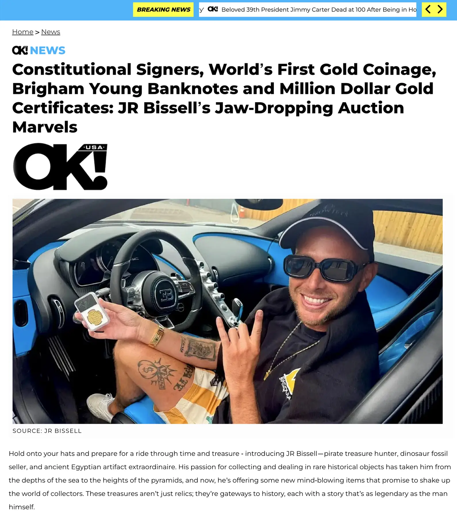Ok! Magazine - Constitutional Signers, World's First Gold Coinage, Million-Dollar Gold Certificates: JR Bissell's Jaw Dropping Marvels