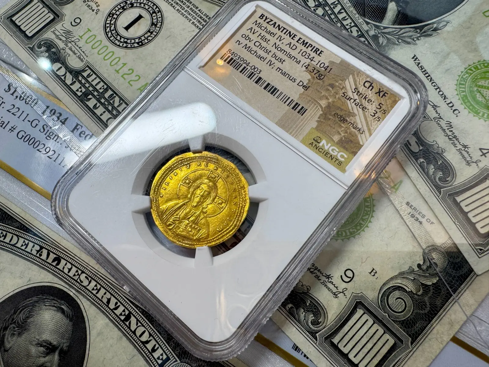 Byzantine Empire "Jesus Christ" Michael IV 1034AD NGC Ch XF Hist Nomisma 11