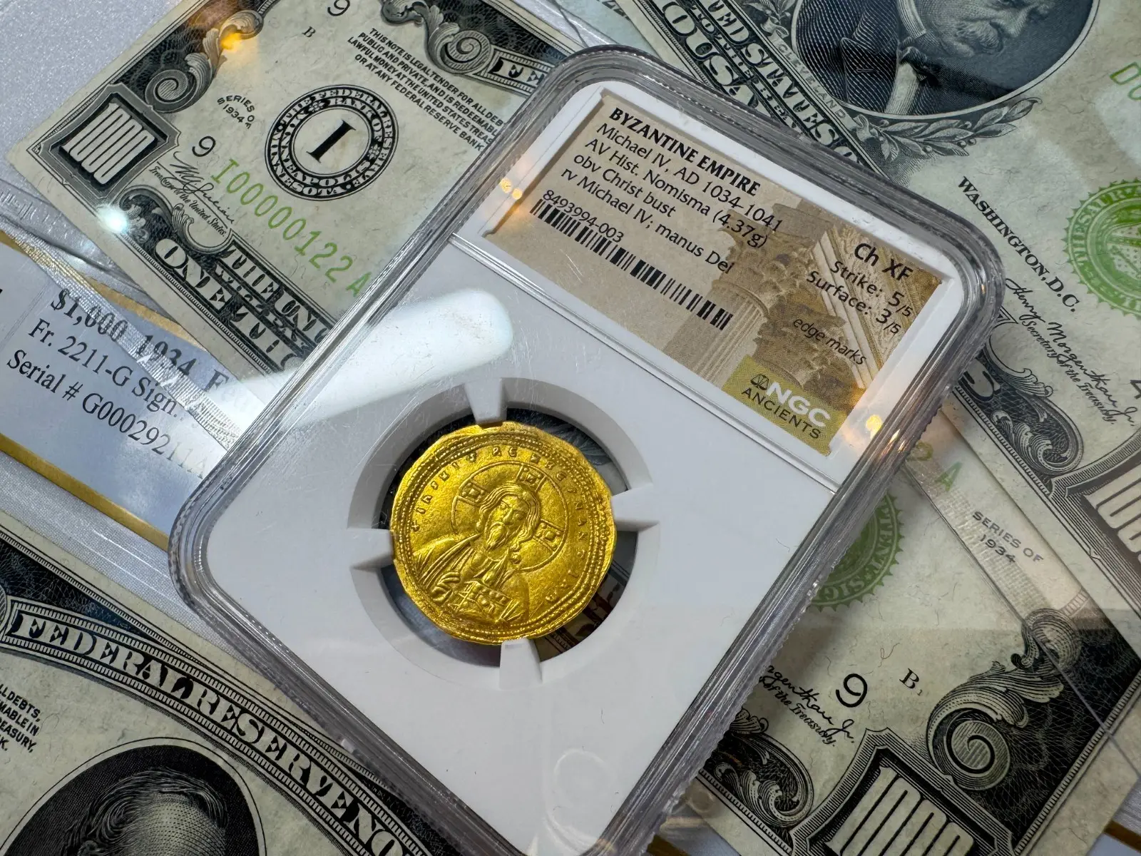 Byzantine Empire "Jesus Christ" Michael IV 1034AD NGC Ch XF Hist Nomisma 14