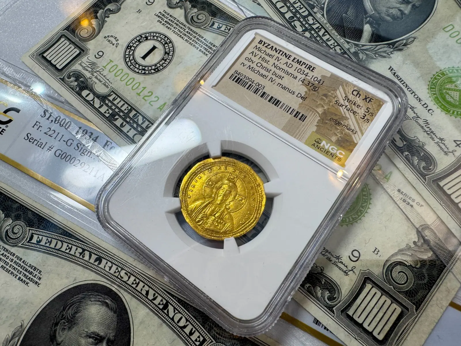Byzantine Empire "Jesus Christ" Michael IV 1034AD NGC Ch XF Hist Nomisma 7