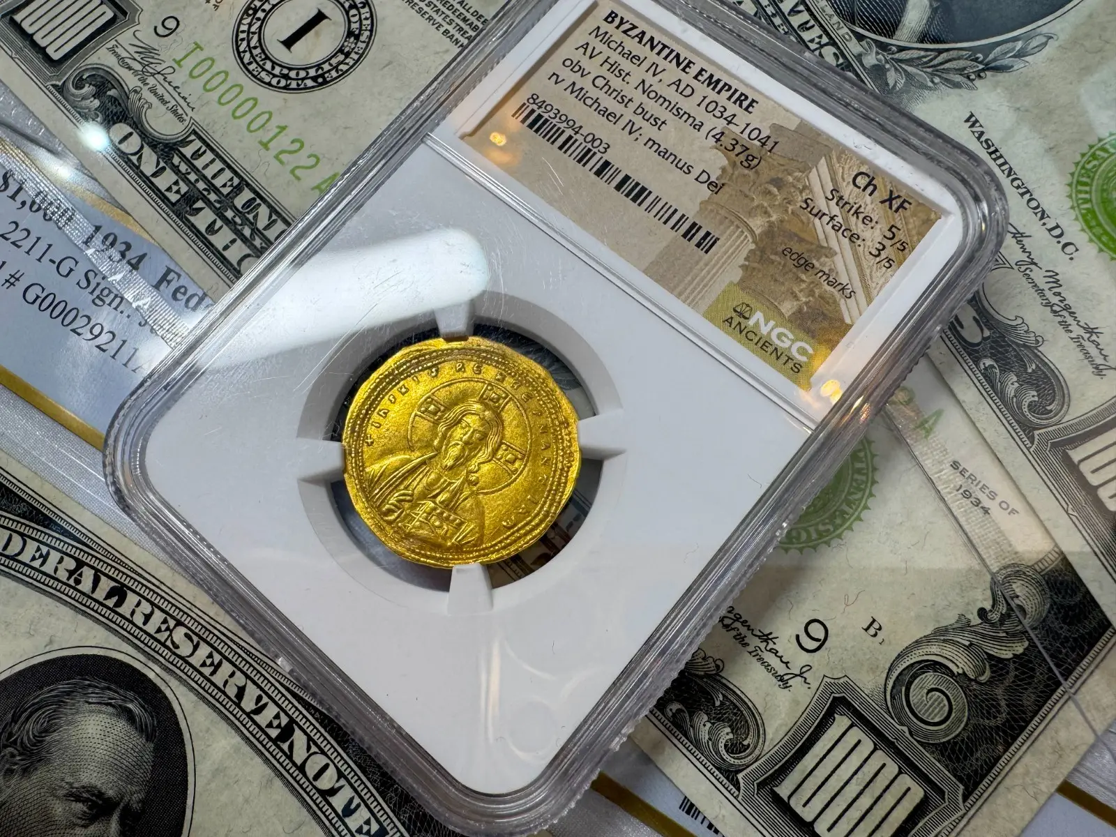 Byzantine Empire "Jesus Christ" Michael IV 1034AD NGC Ch XF Hist Nomisma 2