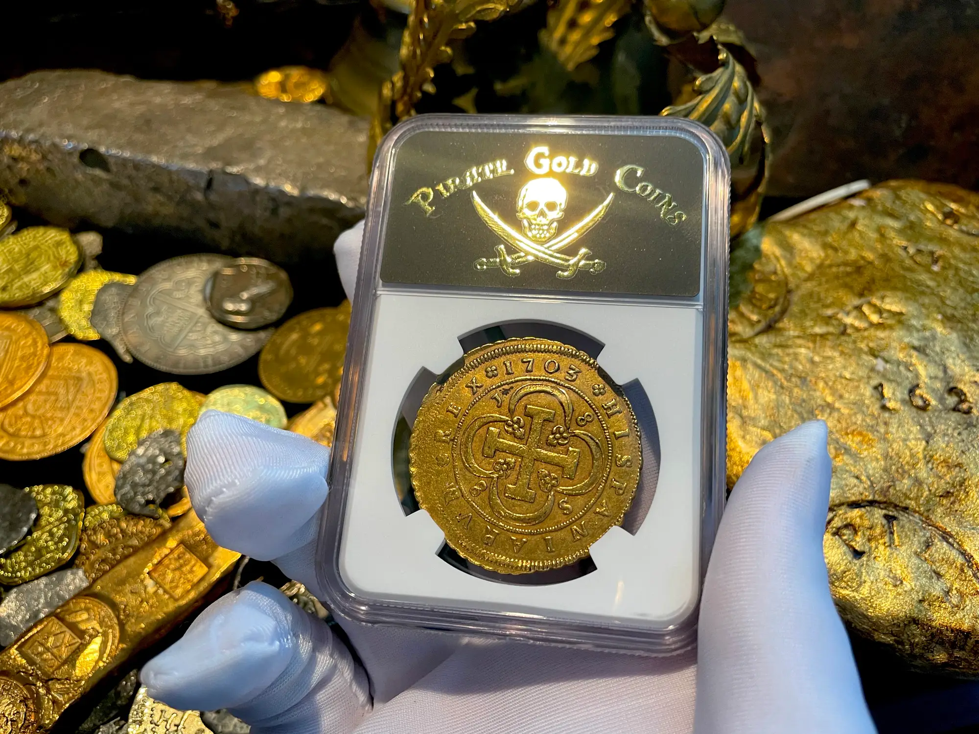 Spain 8 Escudos 1703 "Philip V" NGC 55 11