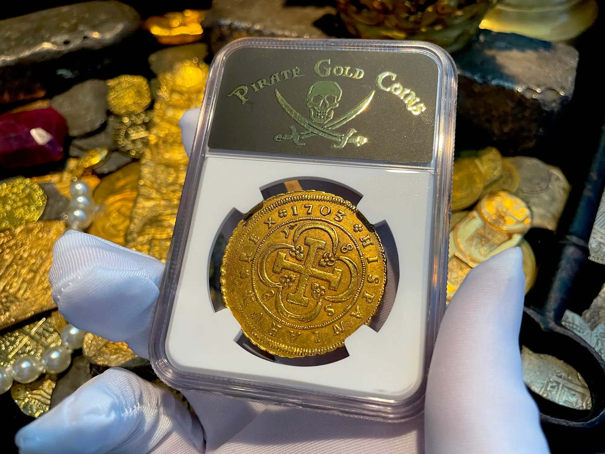 Spain 8 Escudos 1703 "Philip V" NGC 55 18