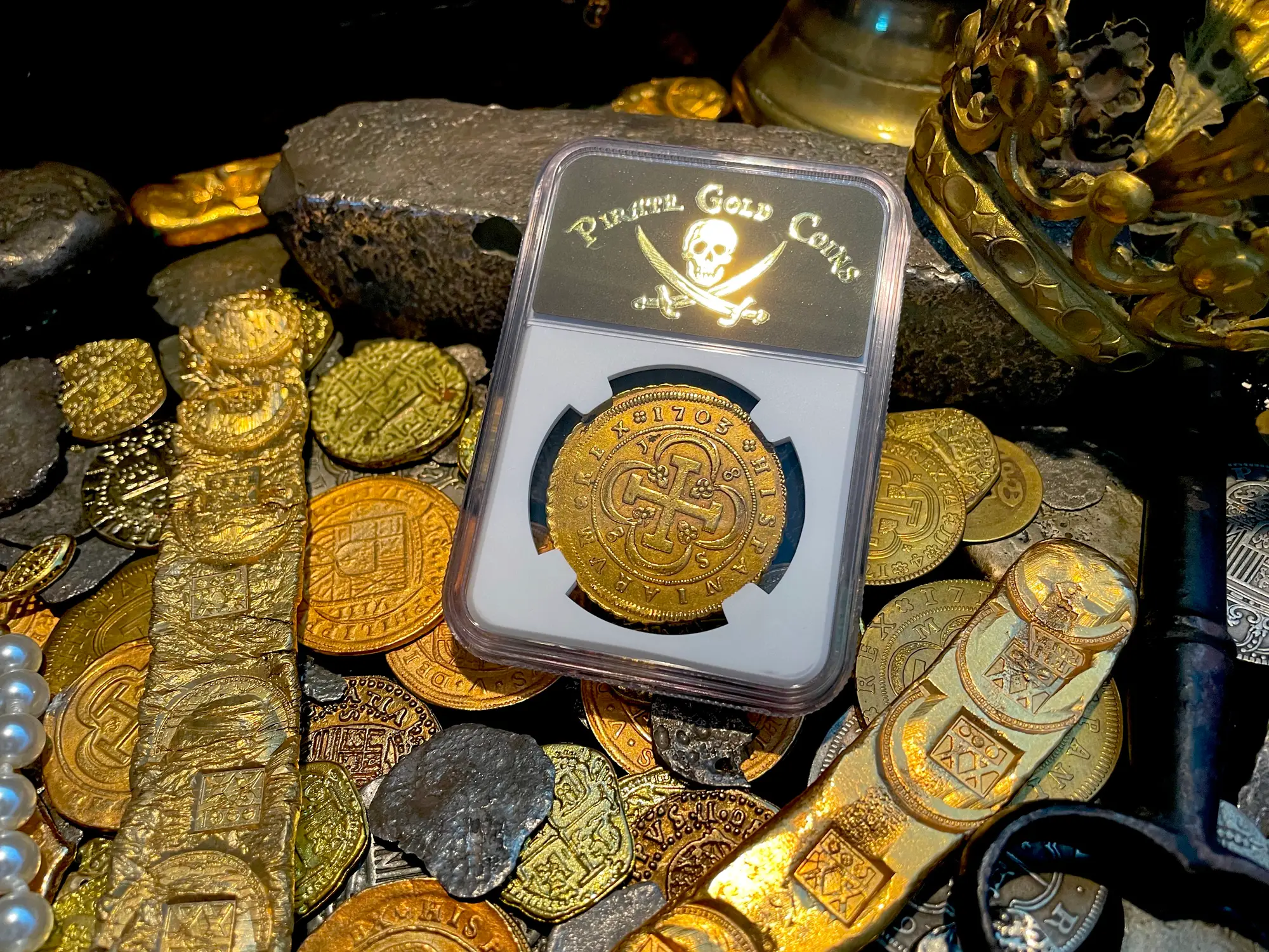 Spain 8 Escudos 1703 "Philip V" NGC 55 19