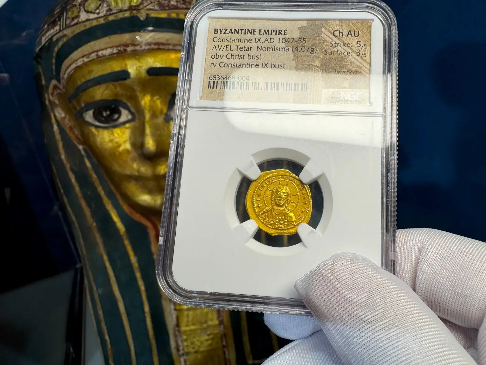 Byzantine Empire "Jesus Christ" Constantine IX Bust 1042AD NGC Ch AU 7