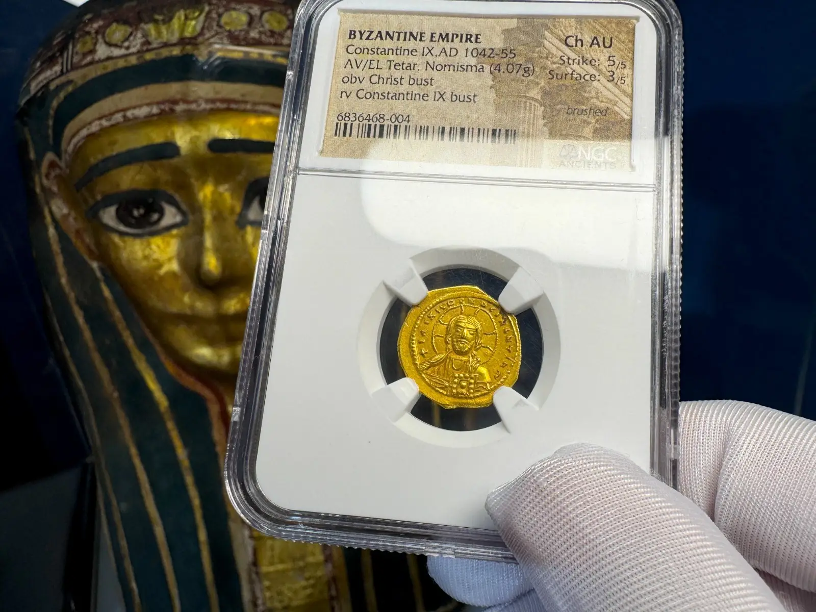 Byzantine Empire "Jesus Christ" Constantine IX Bust 1042AD NGC Ch AU 2