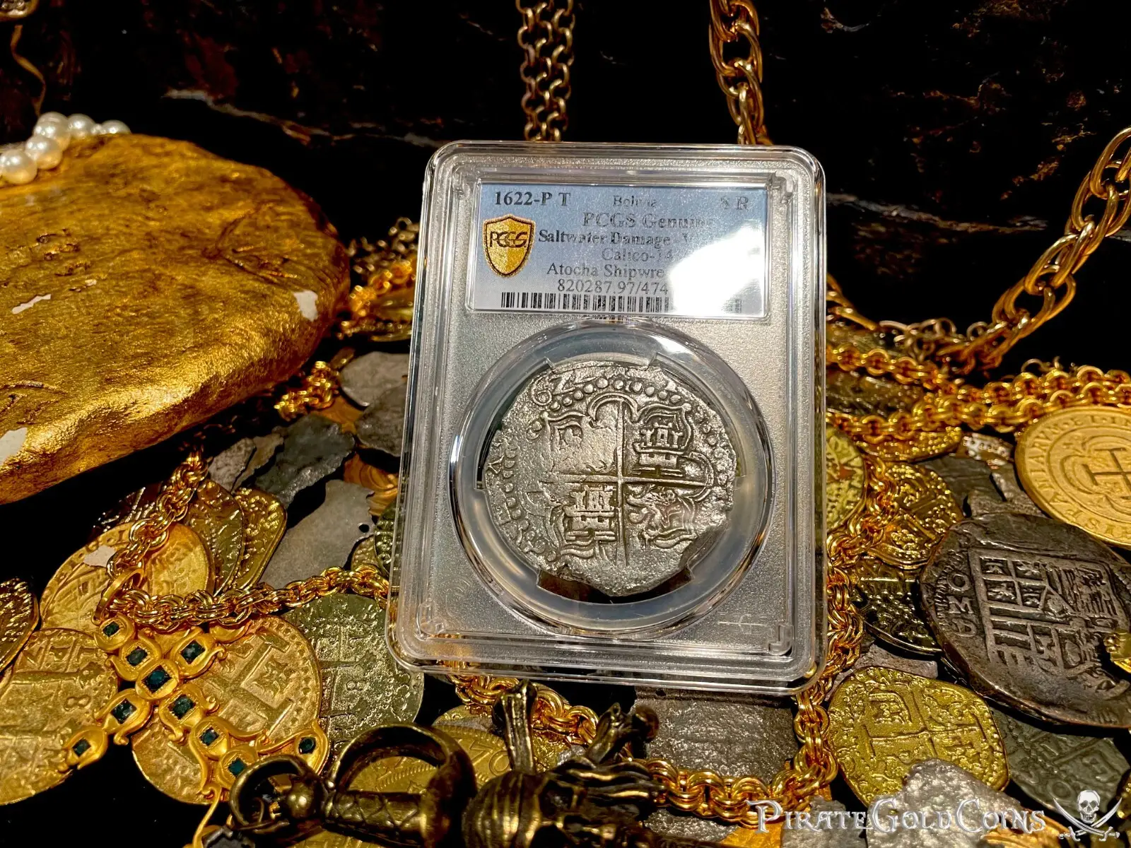 Bolivia 8 Reales 1622 Dated "Atocha 1622 Shipwreck" PCGS Grade 1 Mel Fisher COA 11