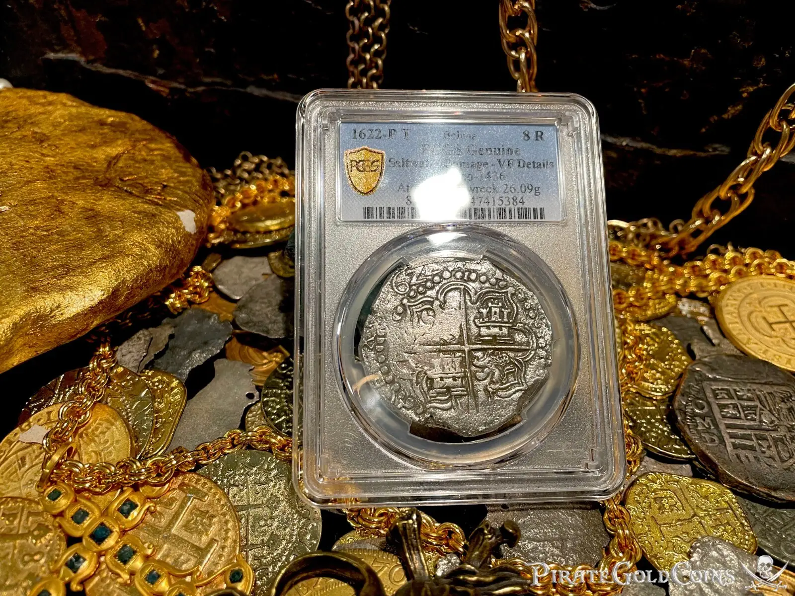 Bolivia 8 Reales 1622 Dated "Atocha 1622 Shipwreck" PCGS Grade 1 Mel Fisher COA 14