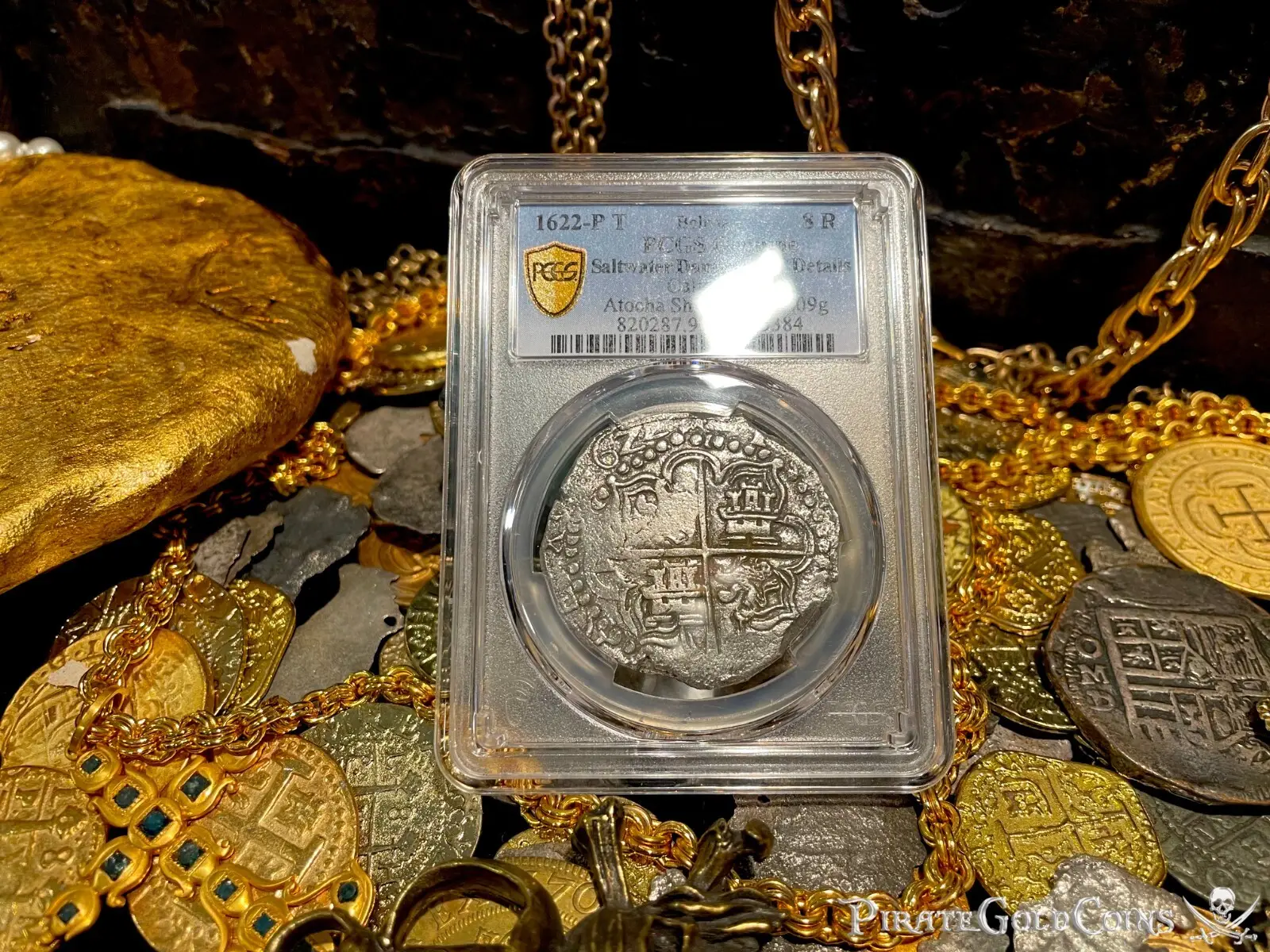 Bolivia 8 Reales 1622 Dated "Atocha 1622 Shipwreck" PCGS Grade 1 Mel Fisher COA 12