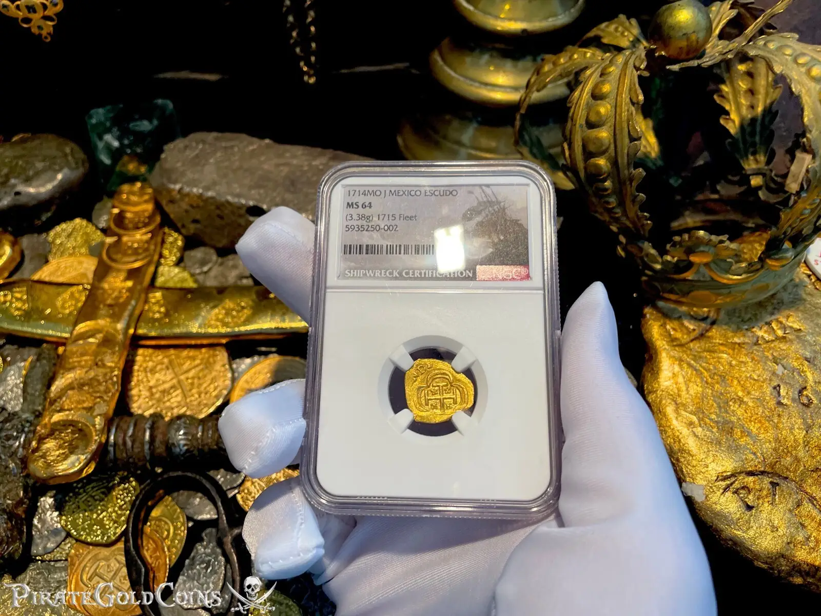 Mexico 1 Escudo 1714 "Full Crown- 1715 Fleet Shipwreck" NGC 64 6