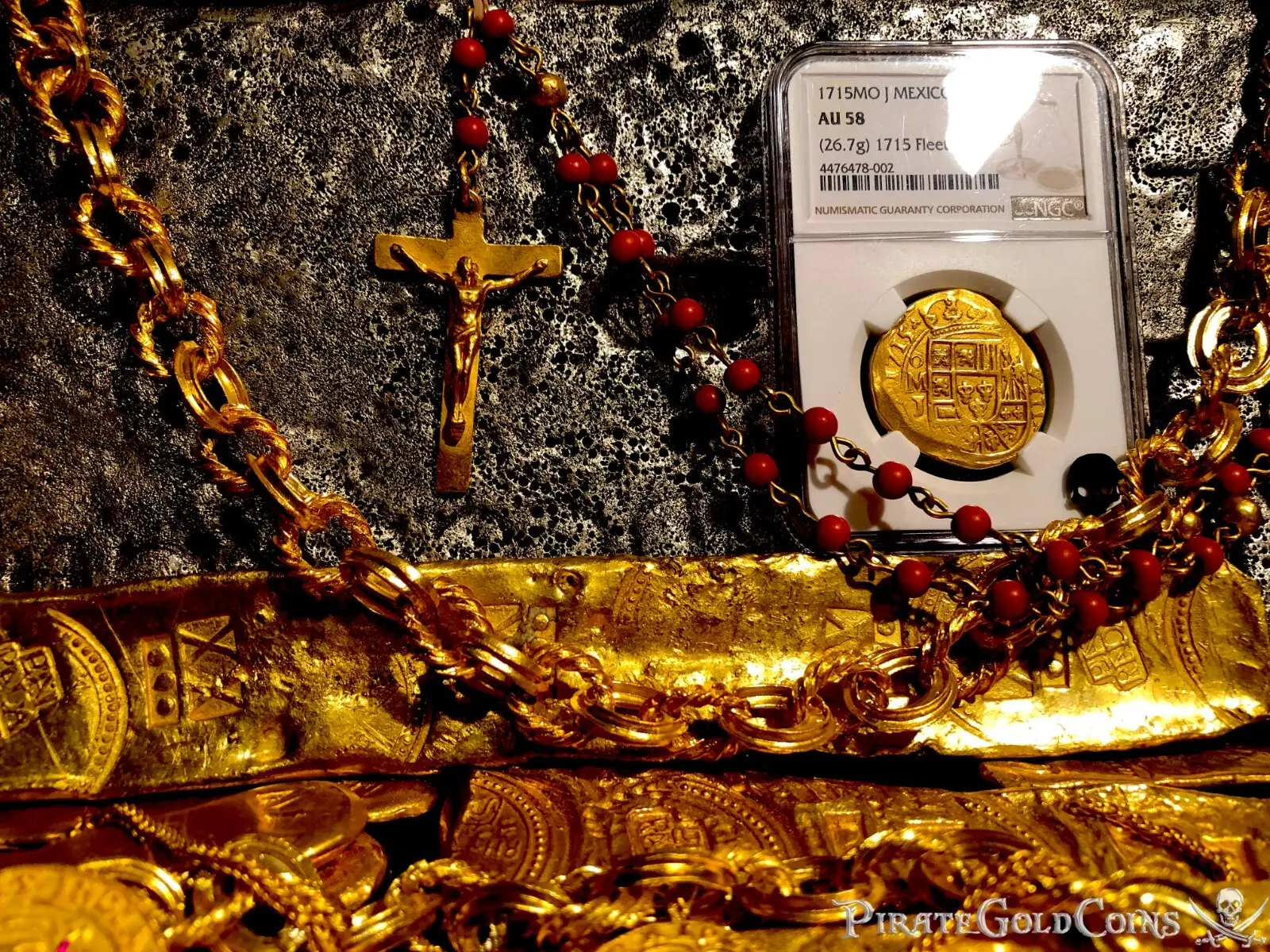 Mexico 1 Escudo 1714 "Full Crown- 1715 Fleet Shipwreck" NGC 64 16