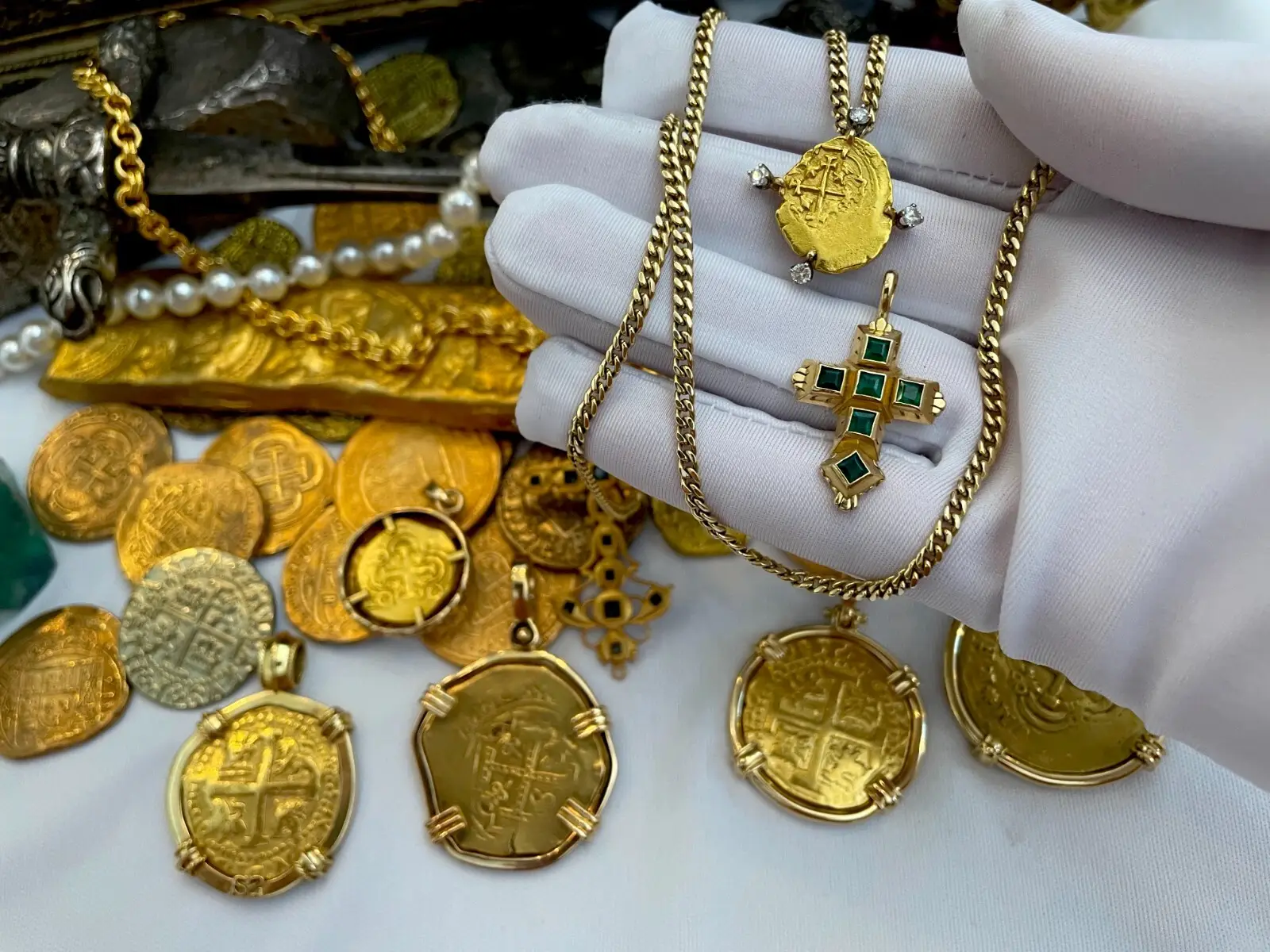 Mexico 1 Escudo "Cross of Lorraine" 4 Diamond Pendant  7