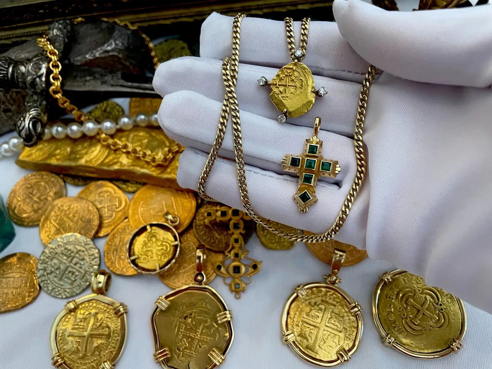 Mexico 1 Escudo "Cross of Lorraine" 4 Diamond Pendant  11