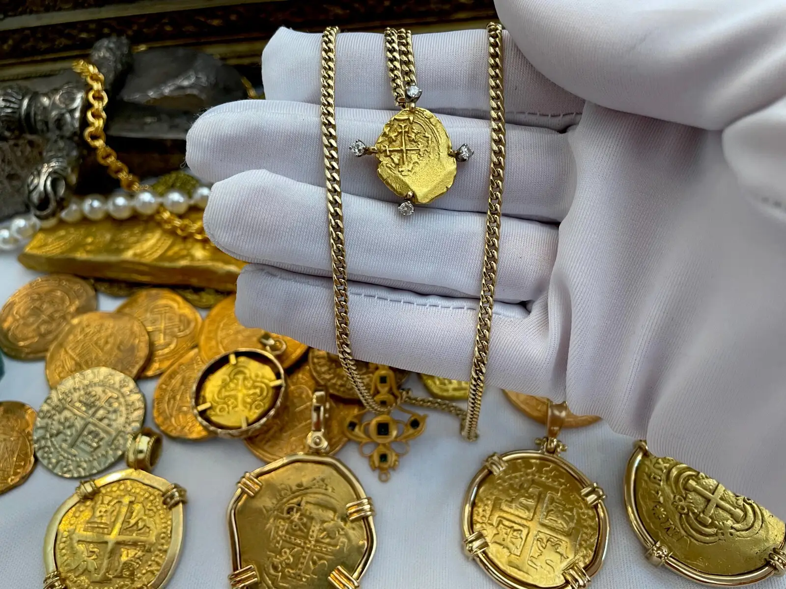 Mexico 1 Escudo "Cross of Lorraine" 4 Diamond Pendant  9