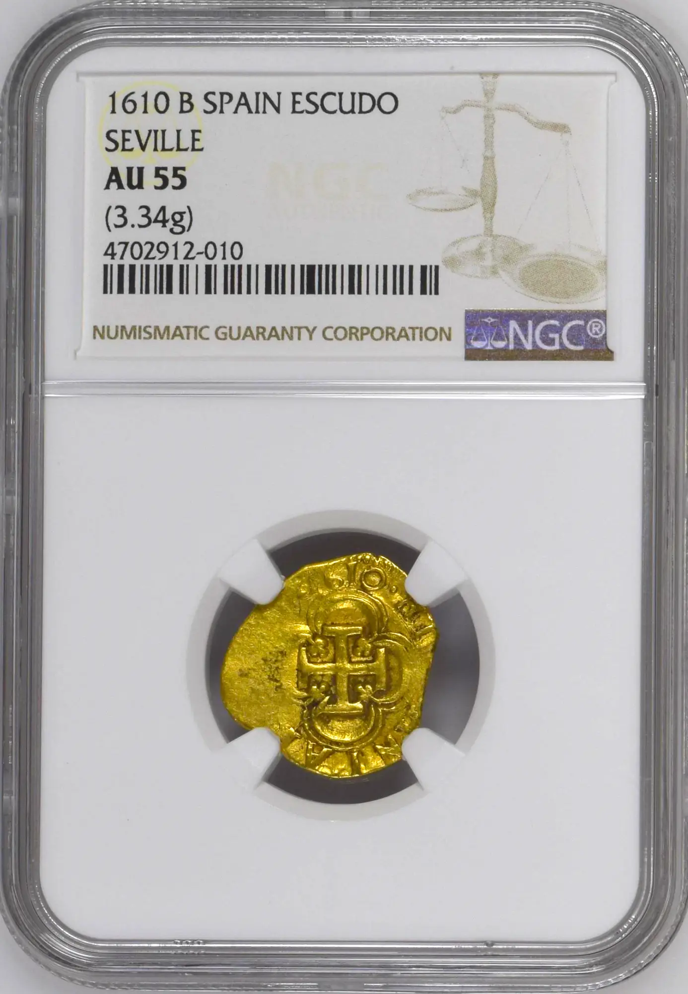 Spain 1 Escudo 1610 "Full 4 Digit Date" NGC 55 8