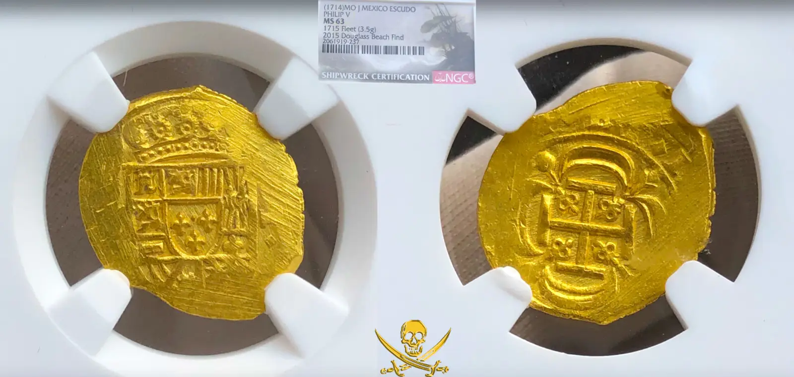 Mexico 1 Escudo 1714 "300th Anniversary- 1715 Fleet Shipwreck" NGC 63  3