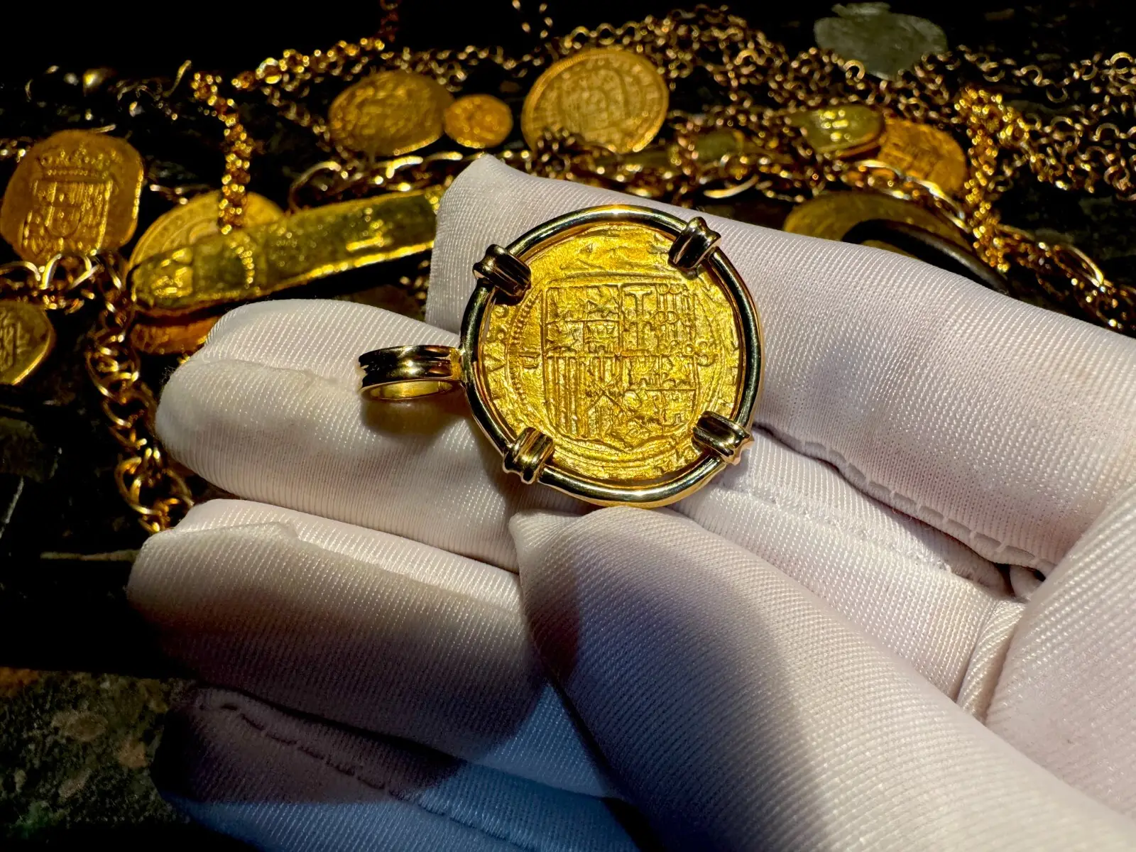 Spain 1 Escudo 1516-56 "Charles & Joanna" Pendant Necklace 8