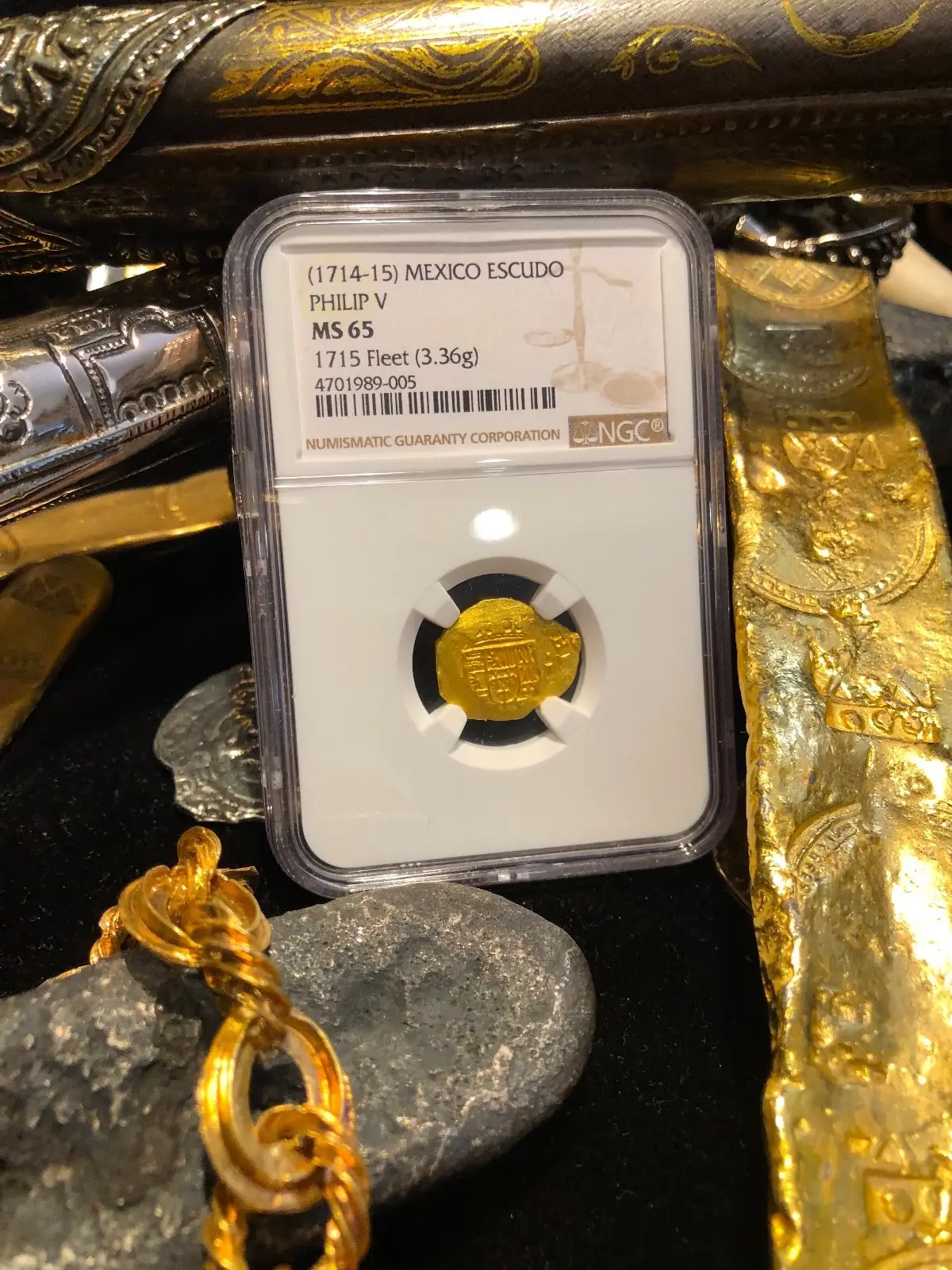 Mexico 1 Escudo 1714 "1715 Fleet Shipwreck" NGC 65  3