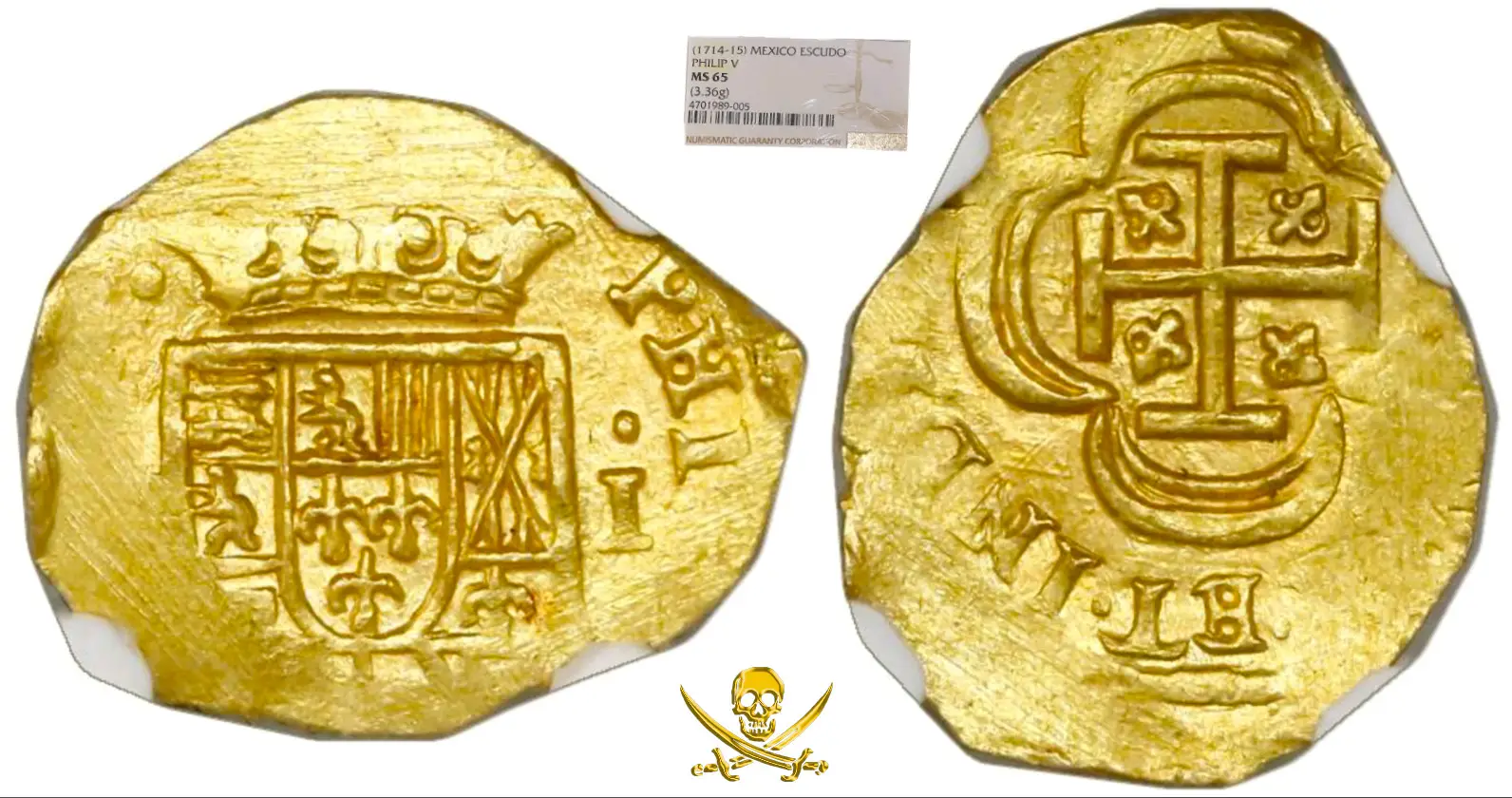 Mexico 1 Escudo 1714 "1715 Fleet Shipwreck" NGC 65  2