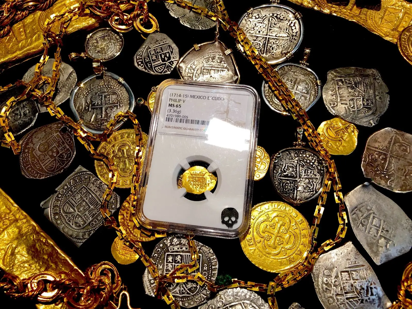 Mexico 1 Escudo 1714 "1715 Fleet Shipwreck" NGC 65  6