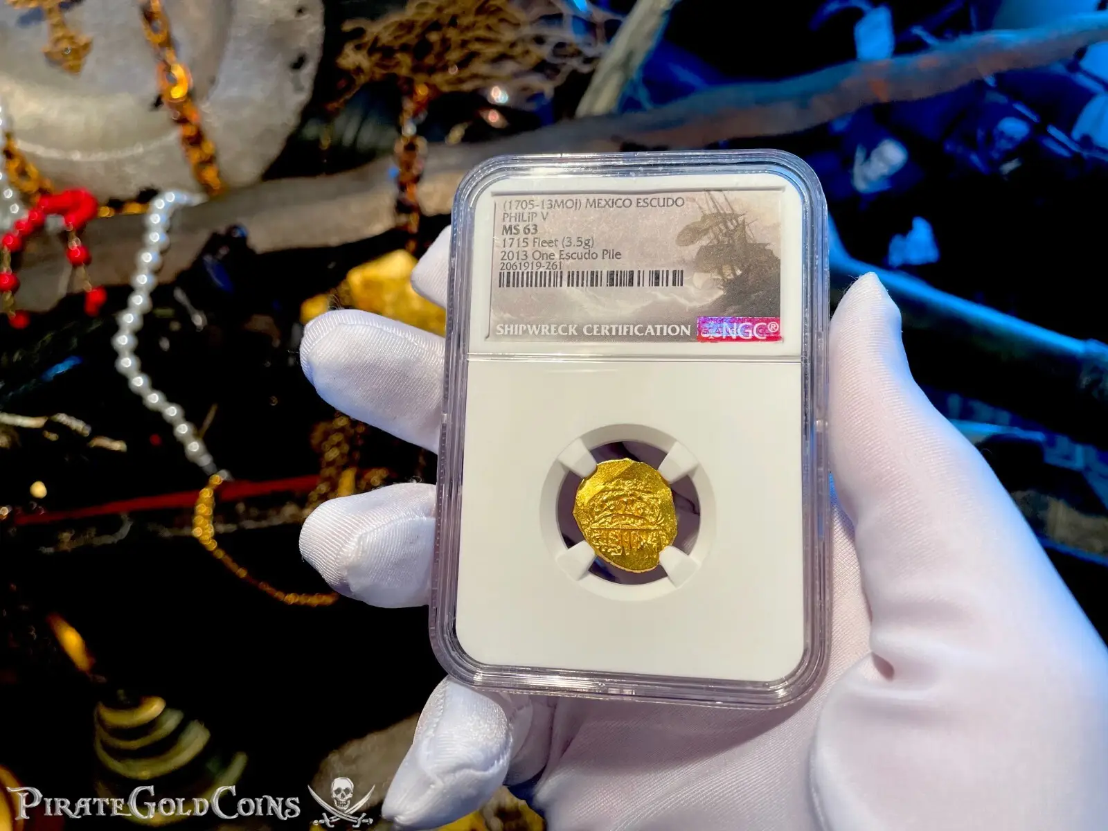 Mexico 1 Escudo 1705 "1 Escudo Pile~ 1715 Fleet Shipwreck" NGC 63  9