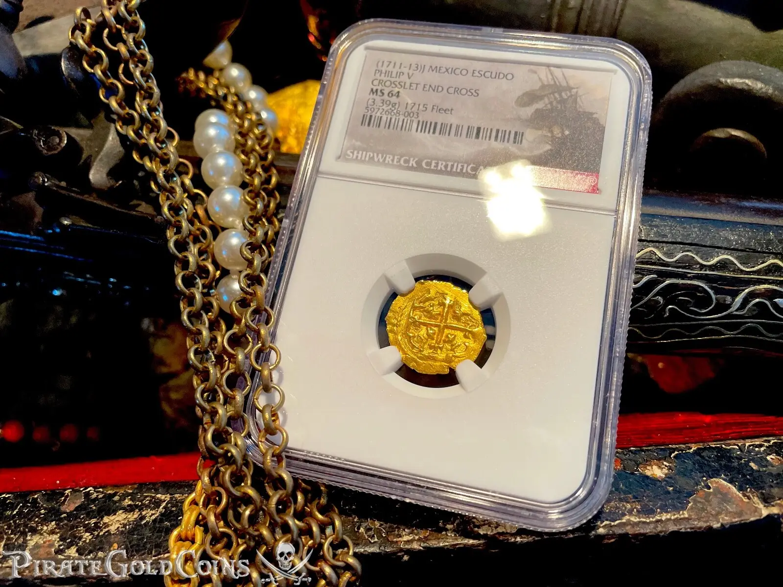 Mexico 1 escudo 1711-13 "300th Anniversary ~ 1715 Fleet Shipwreck" NGC 64  4