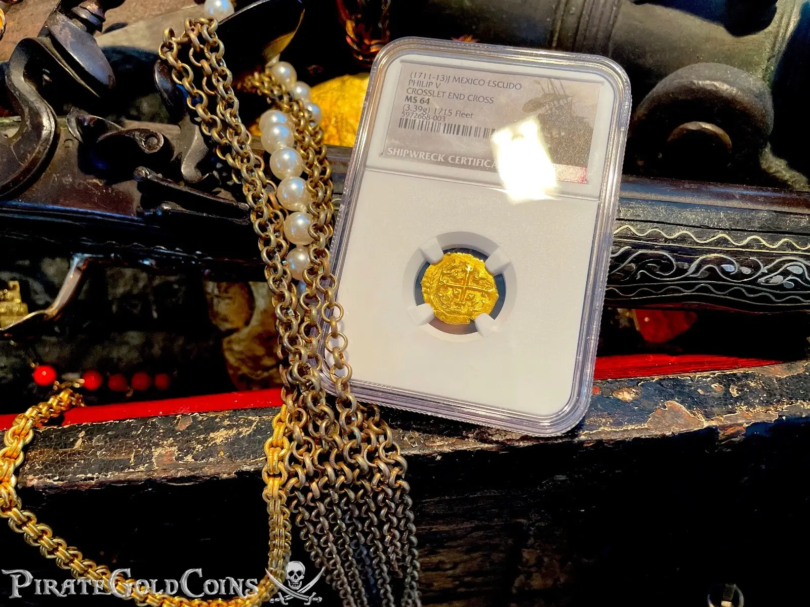 Mexico 1 escudo 1711-13 "300th Anniversary ~ 1715 Fleet Shipwreck" NGC 64  11