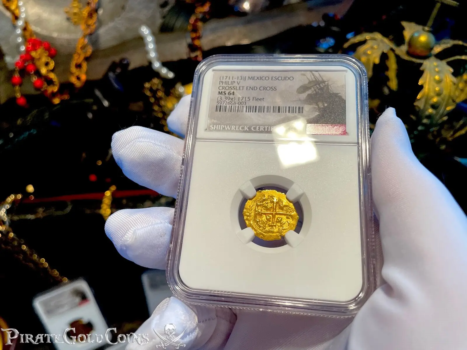 Mexico 1 escudo 1711-13 "300th Anniversary ~ 1715 Fleet Shipwreck" NGC 64  3