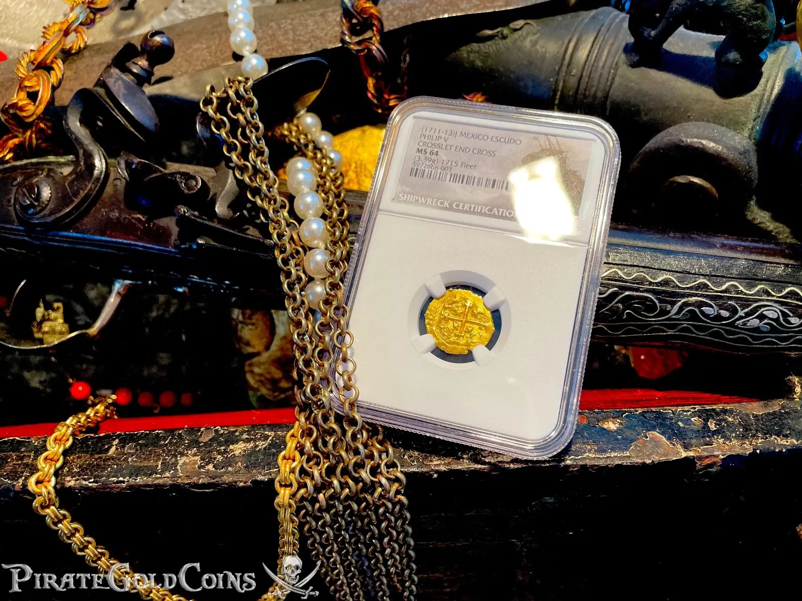 Mexico 1 escudo 1711-13 "300th Anniversary ~ 1715 Fleet Shipwreck" NGC 64  12