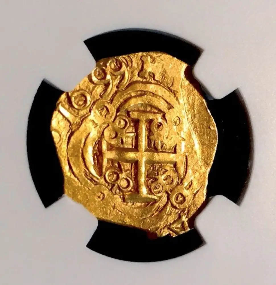Colombia 2 Escudos 1699 "Dated! 1715 Fleet Shipwreck" NGC 63 