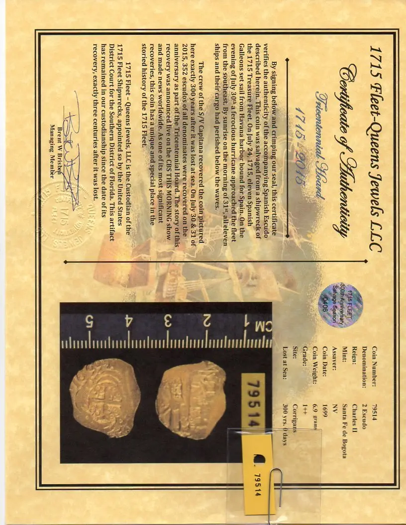 Colombia 2 Escudos 1699 "Dated! 1715 Fleet Shipwreck" NGC 63  11