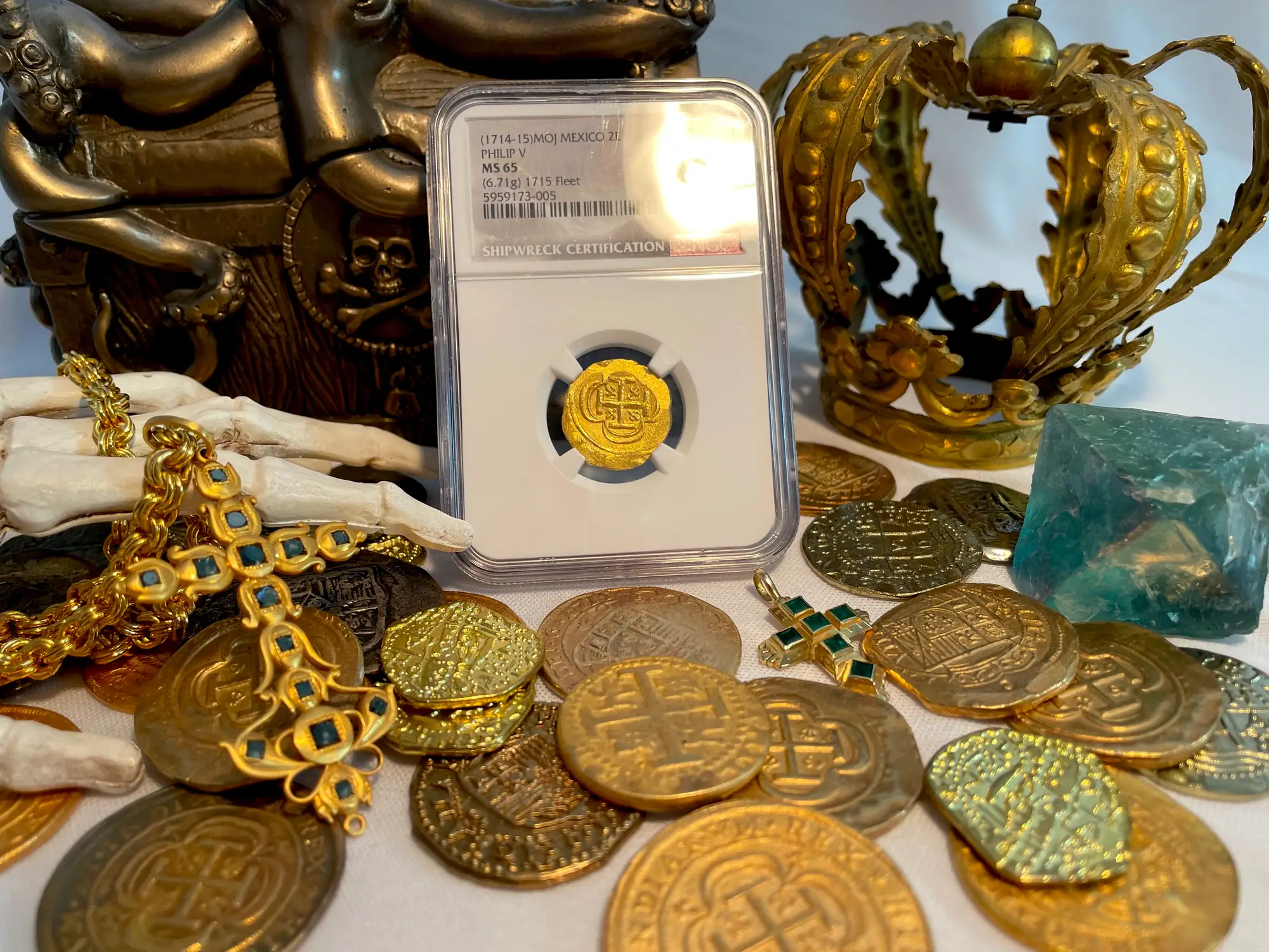 Mexico 2 Escudos 1714-15 "From 1715 Fleet Shipwreck" NGC 65 8